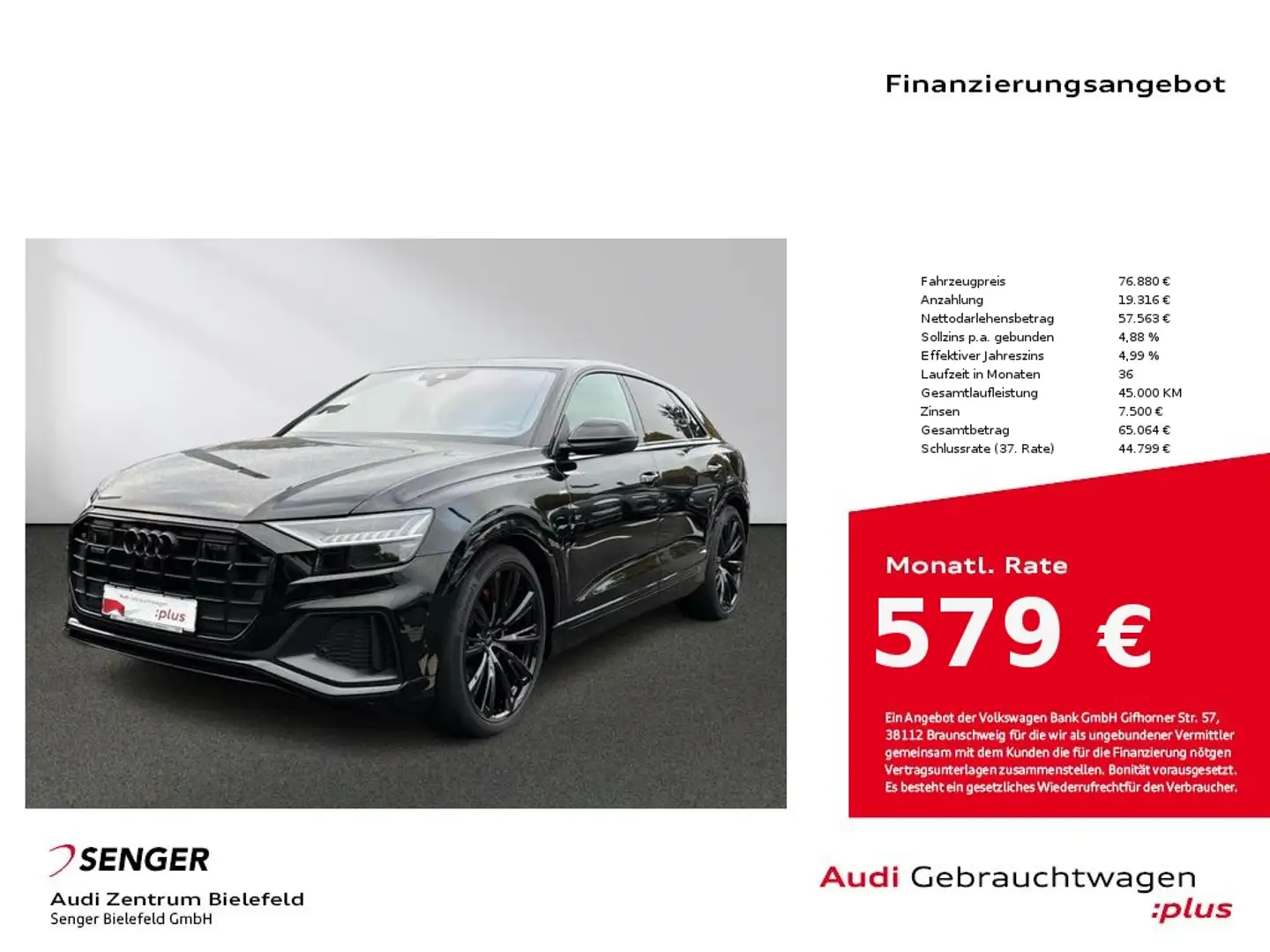 Audi Q8 S line 50 TDI quattro Matrix Pano B&O AHK Noir - 1