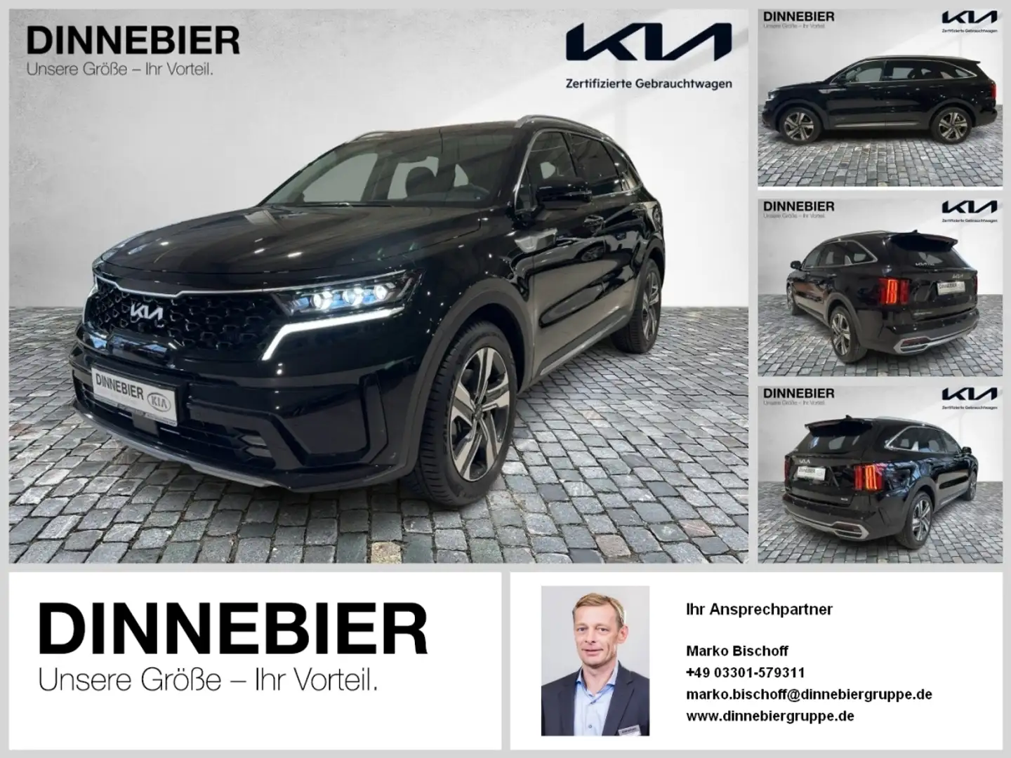 Kia Sorento Platinum 1.6T HEV AWD+360°+Glasdach Schwarz - 1
