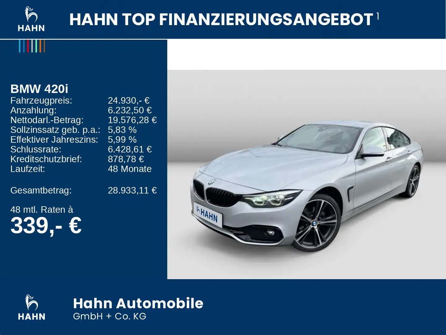 BMW xDrive Gran Coupé Sport Line NAV LED CAM Silber - 2