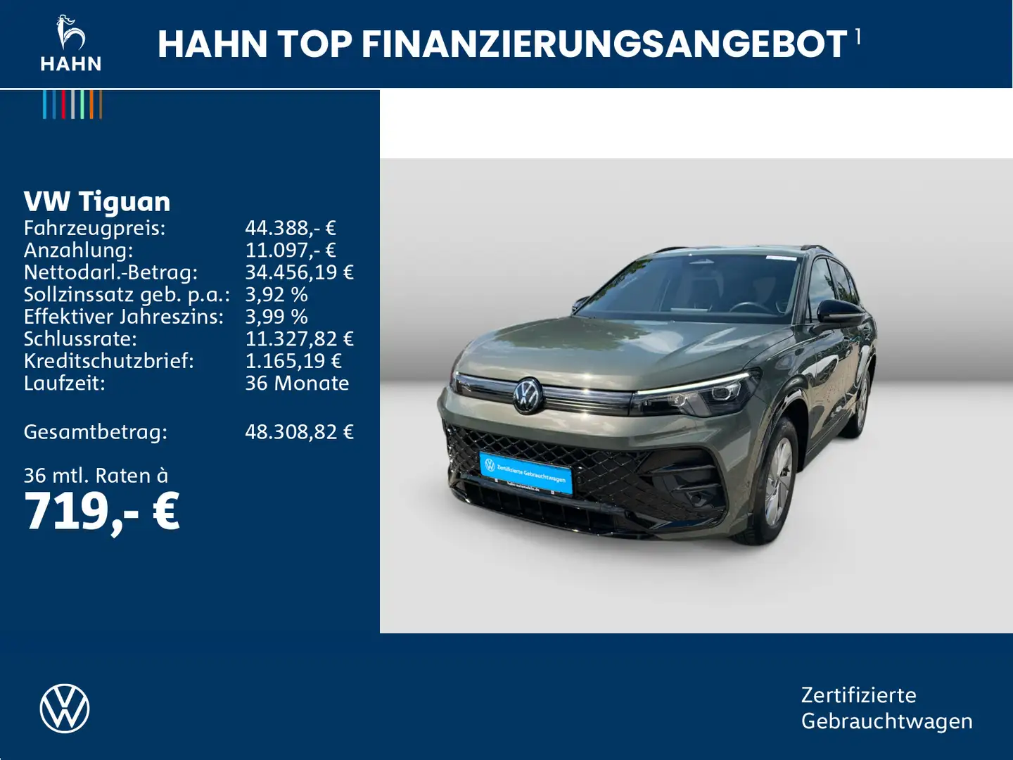 Volkswagen Tiguan 2.0TDI DSG 4Mo R-Line LED AHK Harman Navi Grün - 2