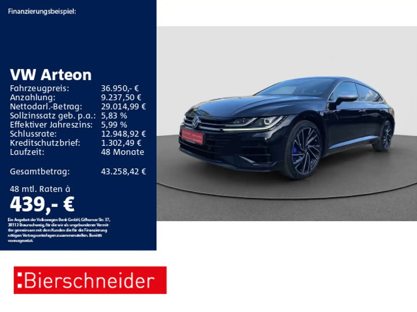 Volkswagen Arteon SB 2.0 TSI DSG 4Mo. R AHK PANO IQ 360 Schwarz - 1