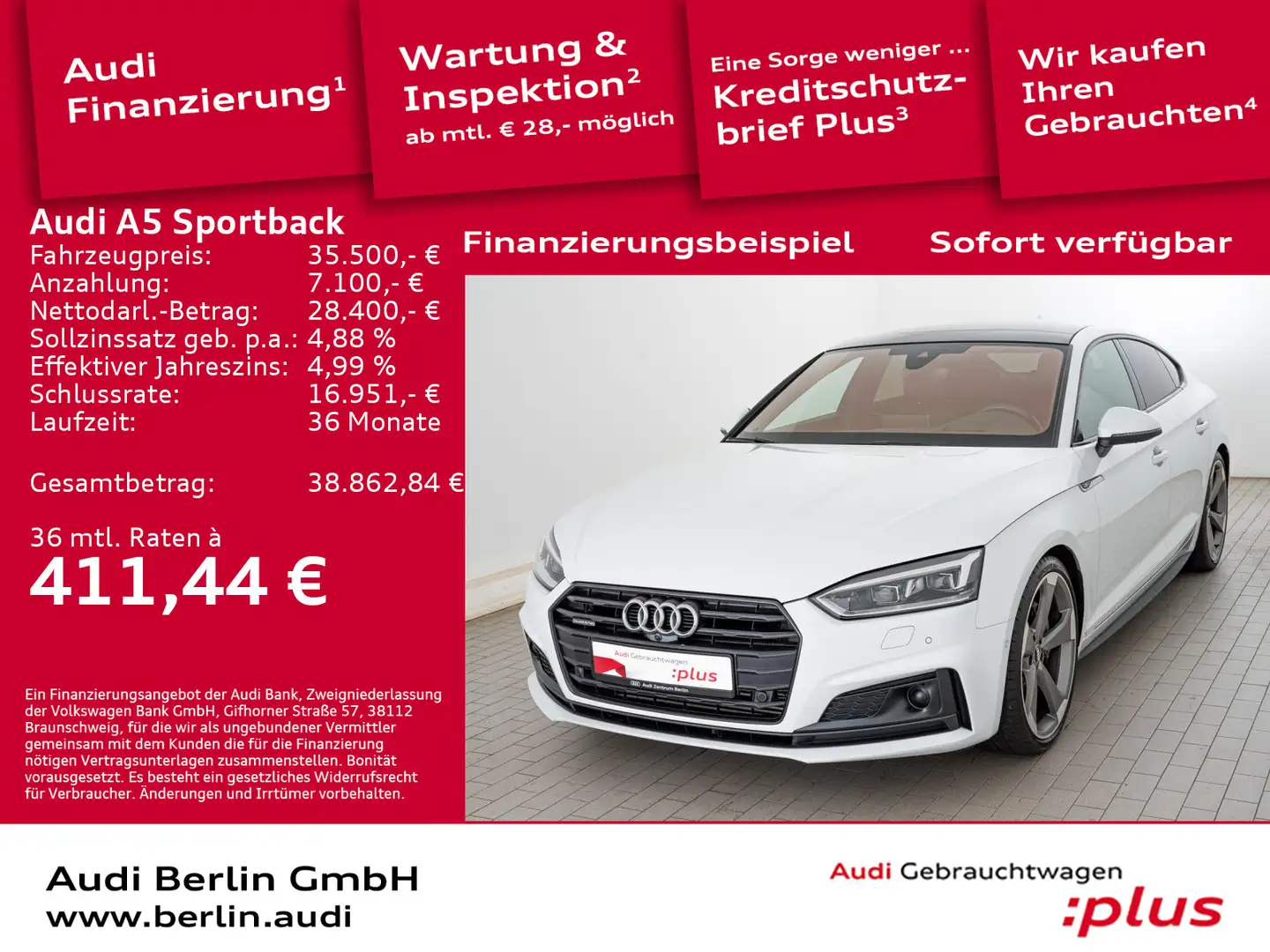 Audi A5 Sport 45 TFSI qu. S tr. AHK PDC B&O Weiß - 1