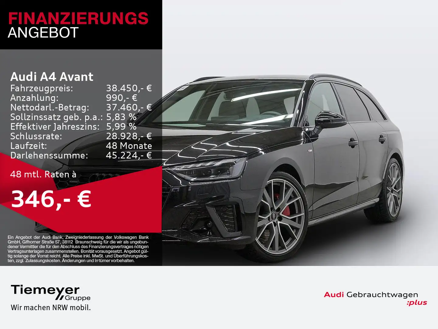 Audi A4 40 TFSI Q 2x S LINE LM19 KAMERA NAVI+ V Schwarz - 1