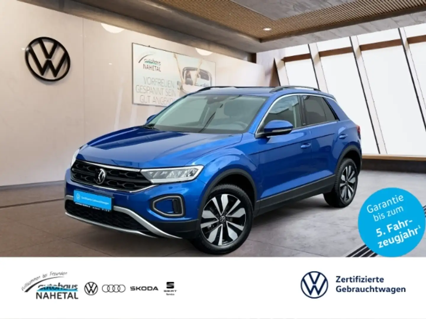 Volkswagen T-Roc 1.0TSI Move LED NAVI AHK 17'' REAR VIEW ACC TRAVEL Blau - 1