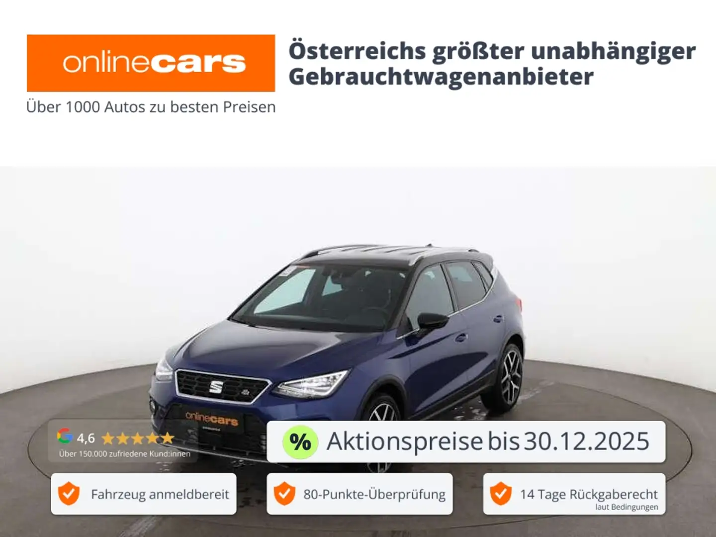 SEAT Arona 1.0 TSI FR Aut LED AHK RADAR R-CAM SITZHZG Blau - 1