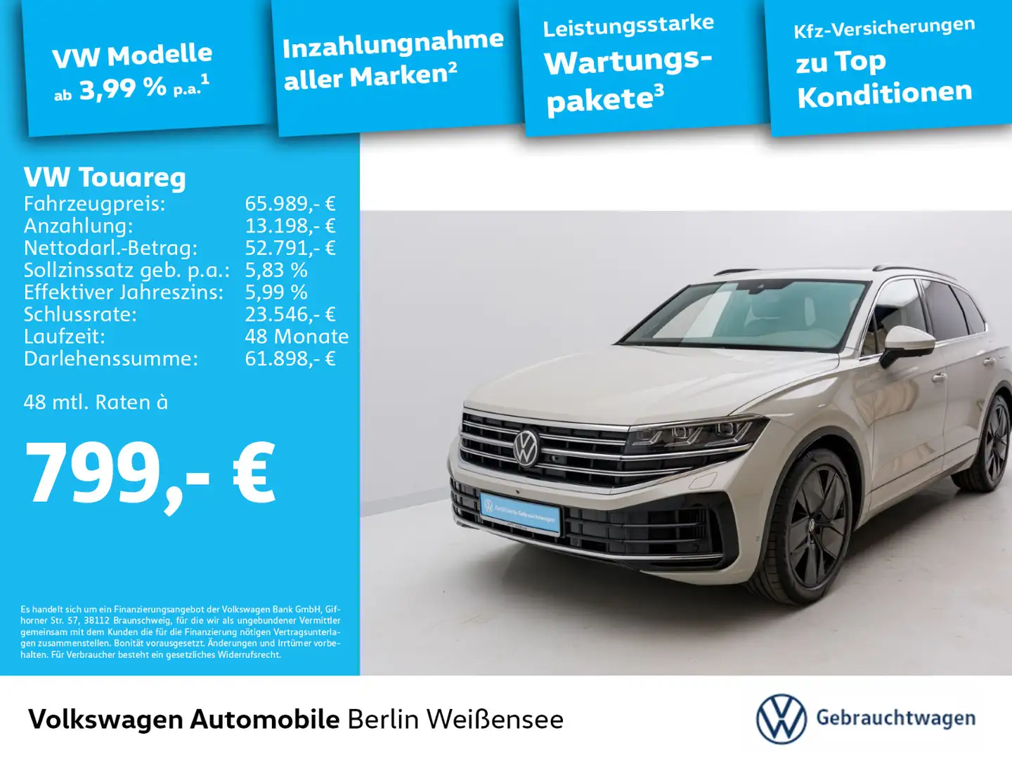 Volkswagen Touareg 3.0 V6 TSI eHybrid Leasing 789€ o. Anzah Beige - 1