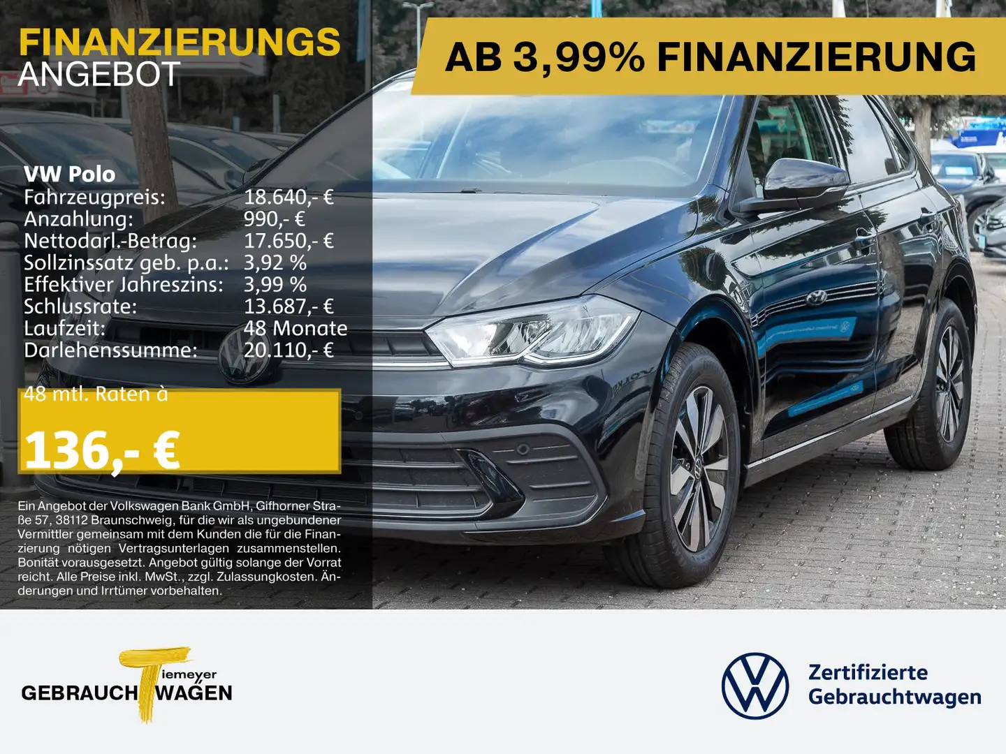 Volkswagen Polo 1.0 TSI MOVE LED VIRTUAL SITZH LM15 Schwarz - 1
