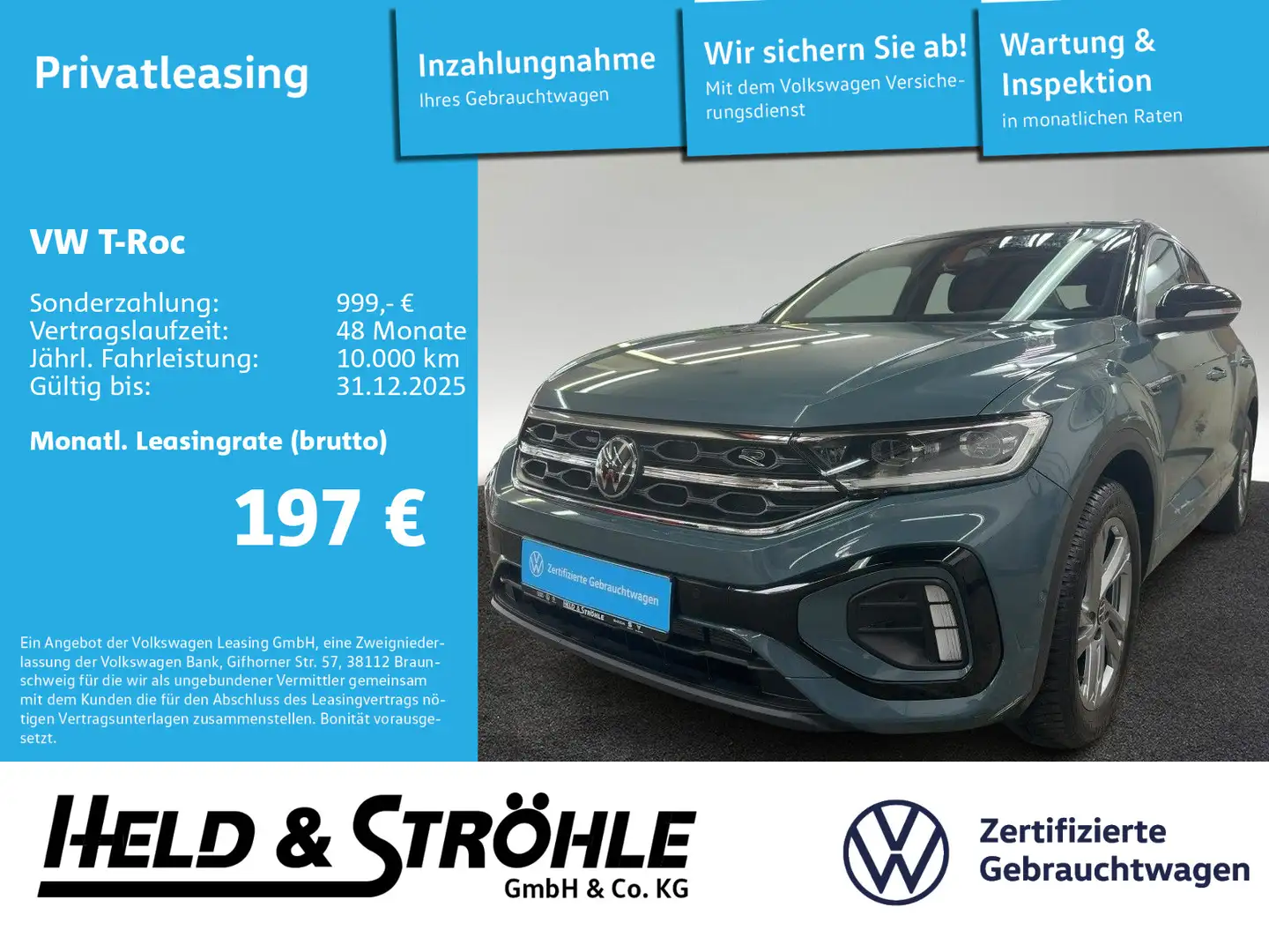 Volkswagen T-Roc R-Line 1.0 TSI LED+ NAV KAM PDC SHZ APP Azul - 1