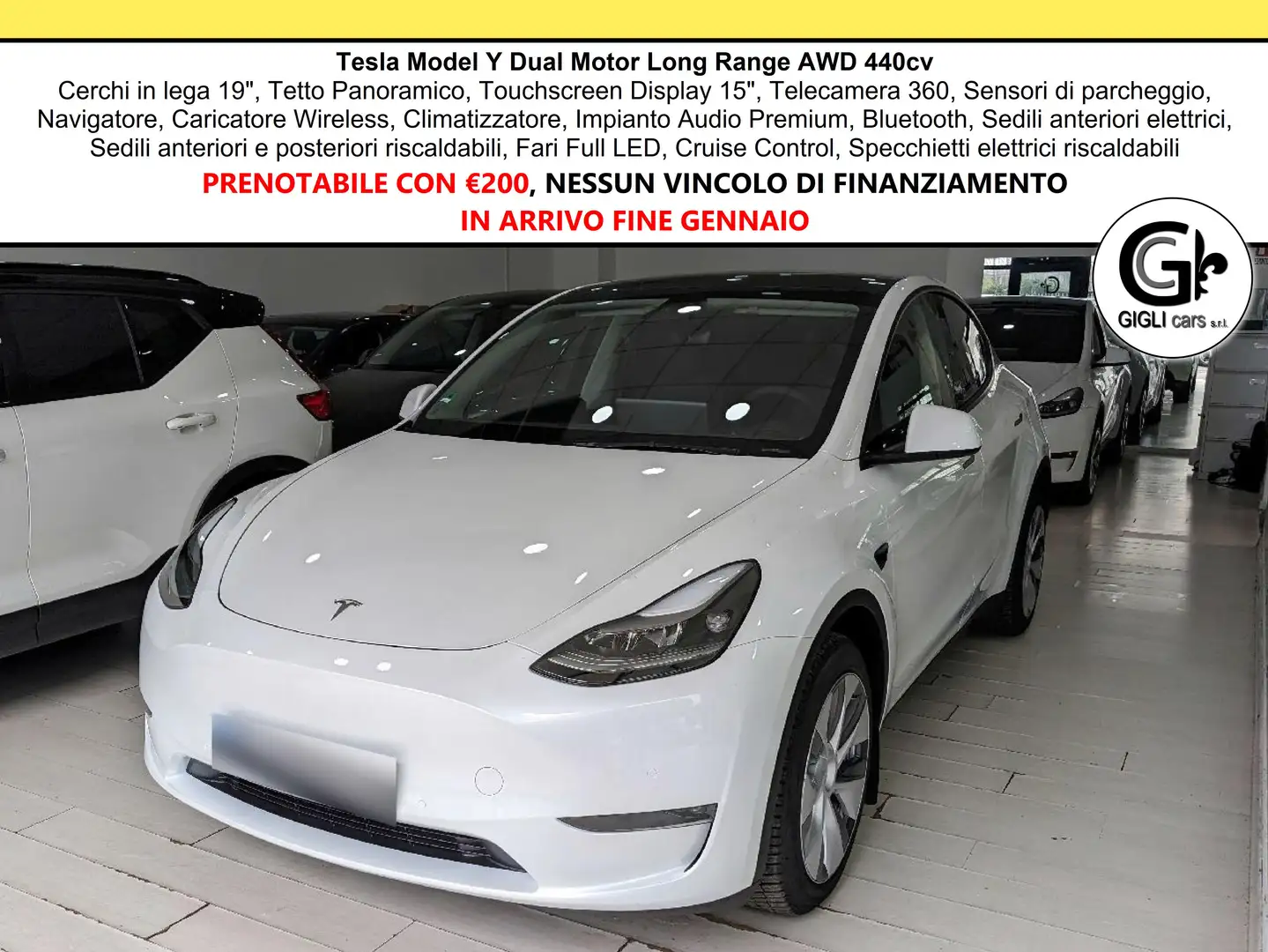 Tesla Model Y Long Range Dual Motor Cam.360 Navi LED Display15" bijela - 1
