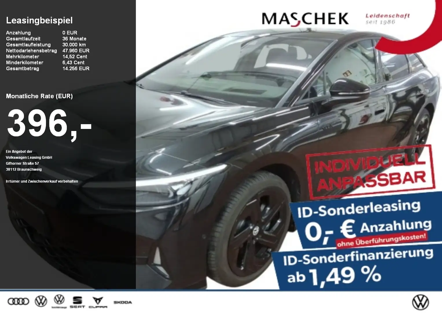 Volkswagen ID.7 GTX Sonderleasing! AHK Wärmepumpe IQDrive Schwarz - 1