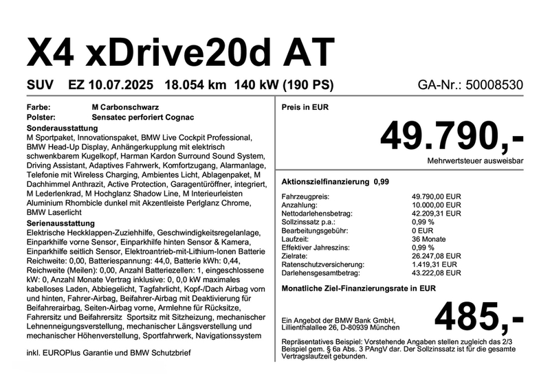 BMW X4 xDrive20d AT Navi Bluetooth PDC MP3 Schn. HeadUp — photo 2