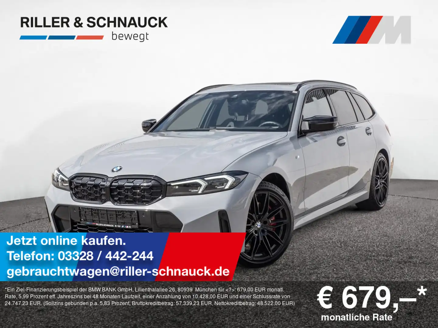 BMW 340 Md Touring xDrive PANO+AHK+HUD+LEDER+MEM+K Grau - 1