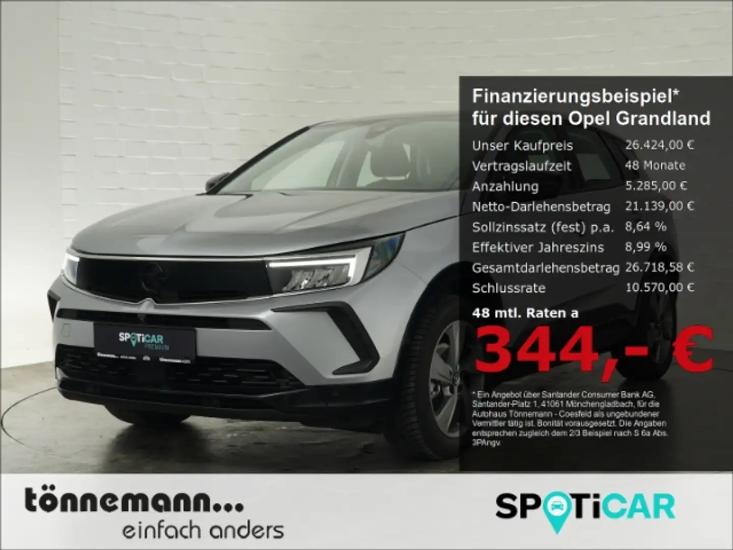 Opel Grandland GS AT+AHK+LED+NAVI+360 GRAD KAMERA+SITZ-/LENKRADHE Silber - 1