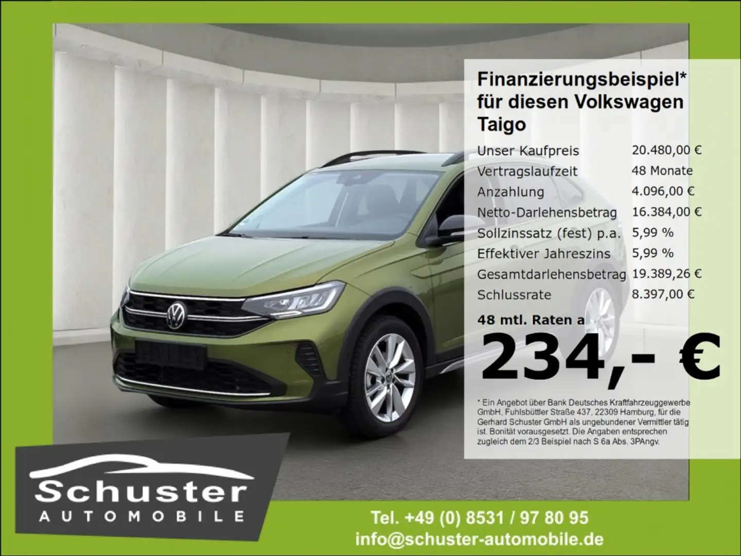 Volkswagen Taigo GOAL 1.0TSI*AHK ACC LED Navi R-Kam Keyless Grün - 1