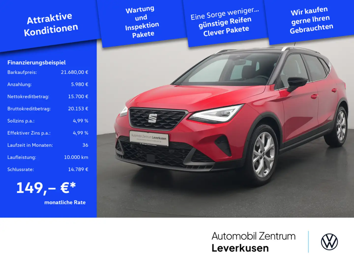 SEAT Arona FR DSG VIRT KEYLESS ACC KAM SHZ PORT NA Rot - 1