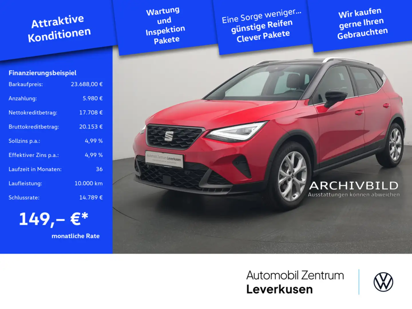 SEAT Arona FR DSG NAVI VIRT KEYLESS ACC KAM LED SH Rot - 1