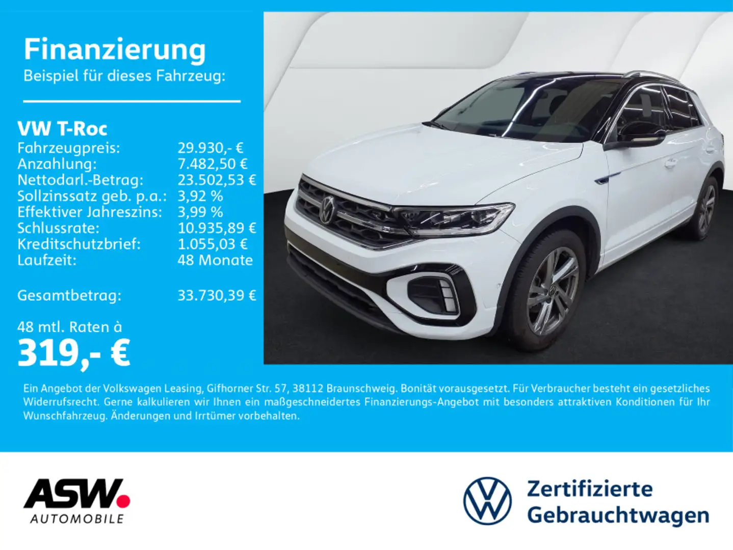 Volkswagen T-Roc T-ROC R-Line 1.5TSI DSG LED Navi RFK ACC SHZ AHK Weiß - 1