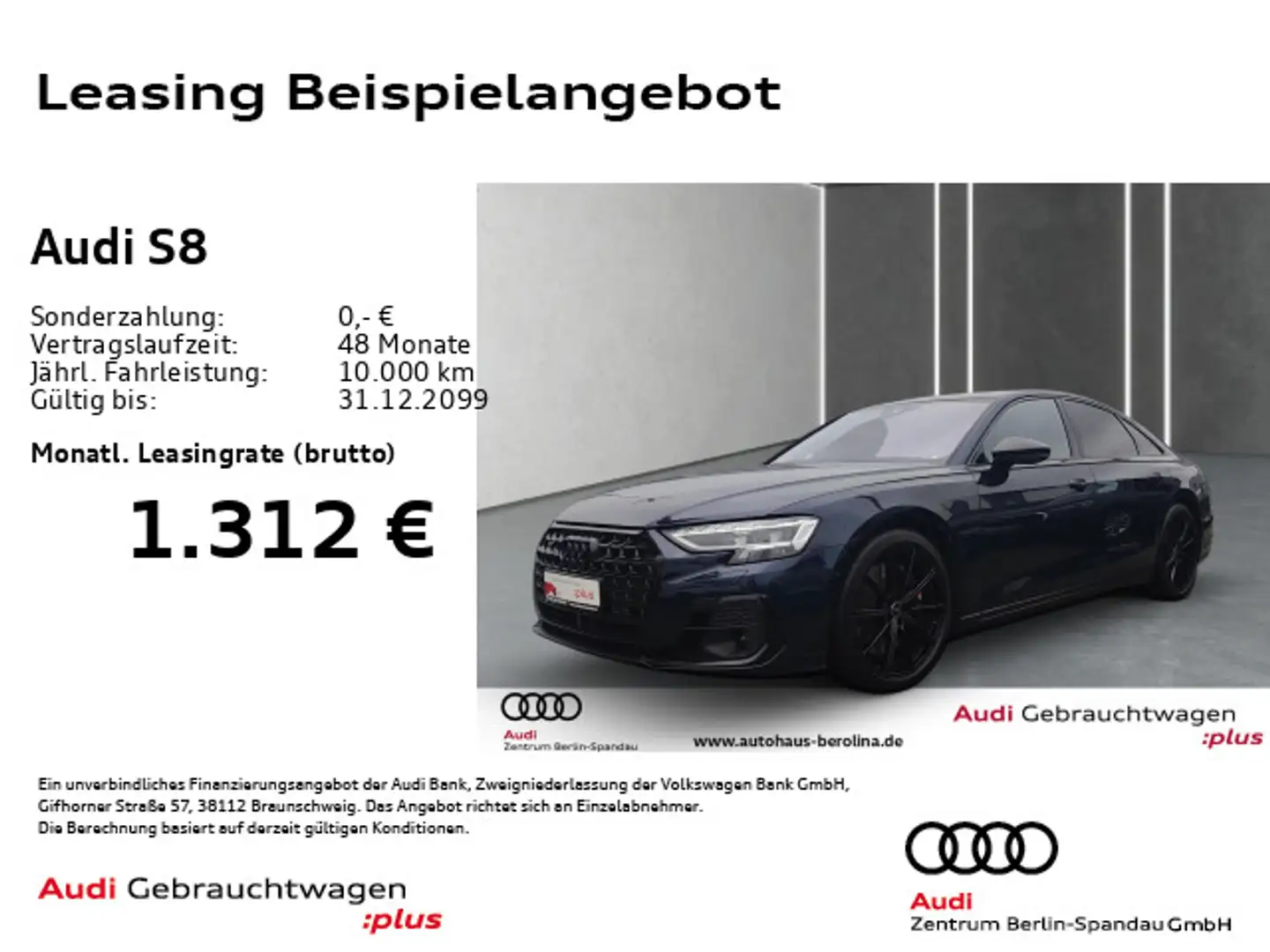 Audi S8 *PANO*StdHz*MATRIX*HuD*B&O*AHK*360°* Blau - 1