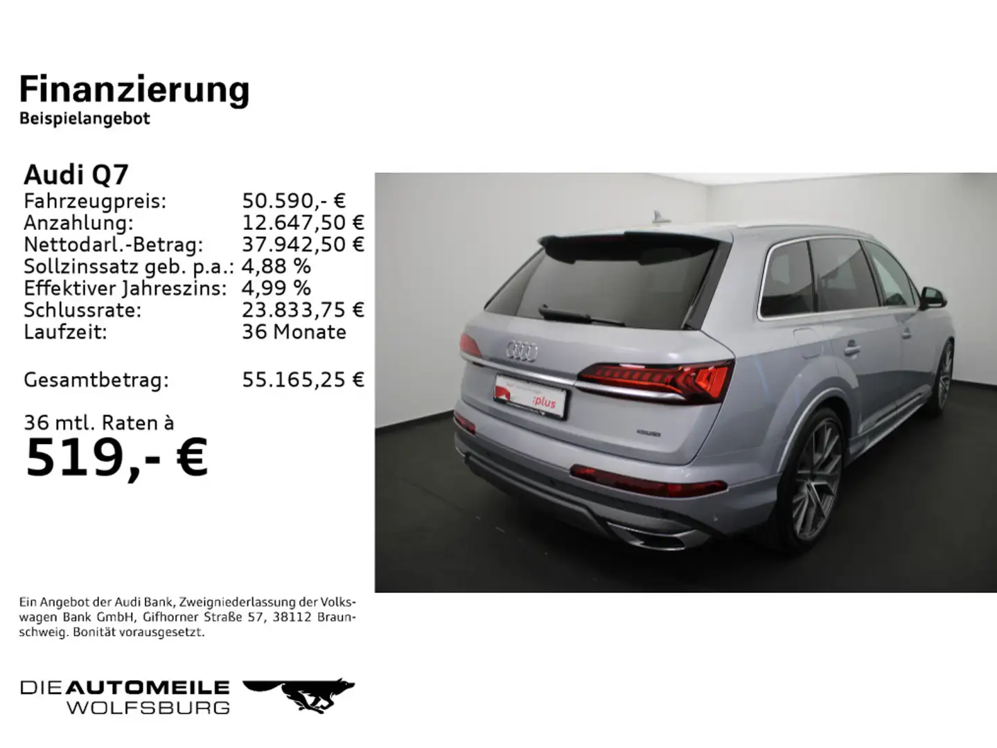 Audi Q7 55 TFSI e quattro S line Matrix/Sitzhzg v+h/A Argent - 2