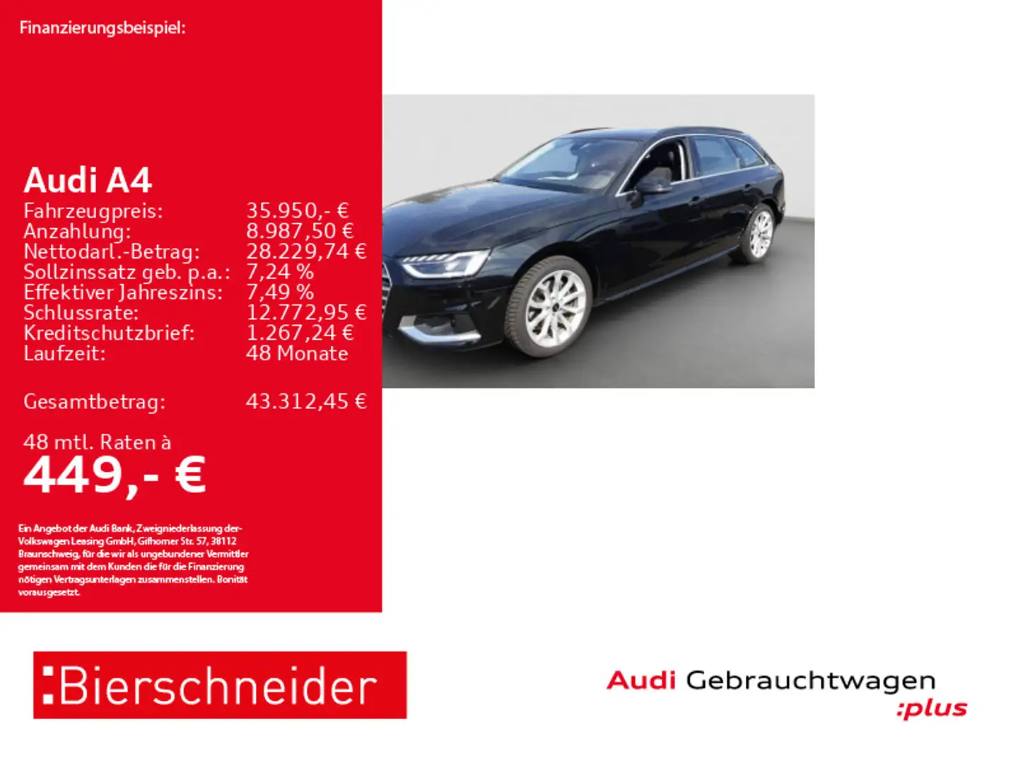 Audi A4 Av 35 TFSI advanced LED ACC NAVI CAM SHZ Schwarz - 1