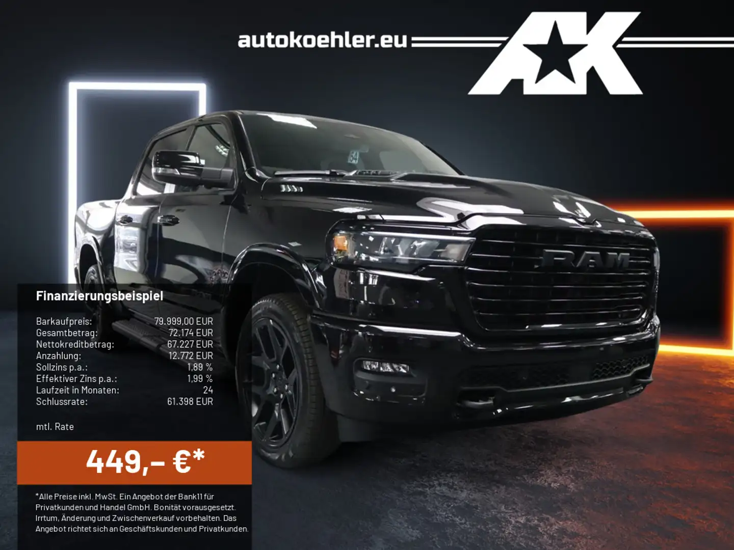 Dodge RAM 1500 Laramie NIGHT,ACC,Passenger Display LPG! Чёрный - 1