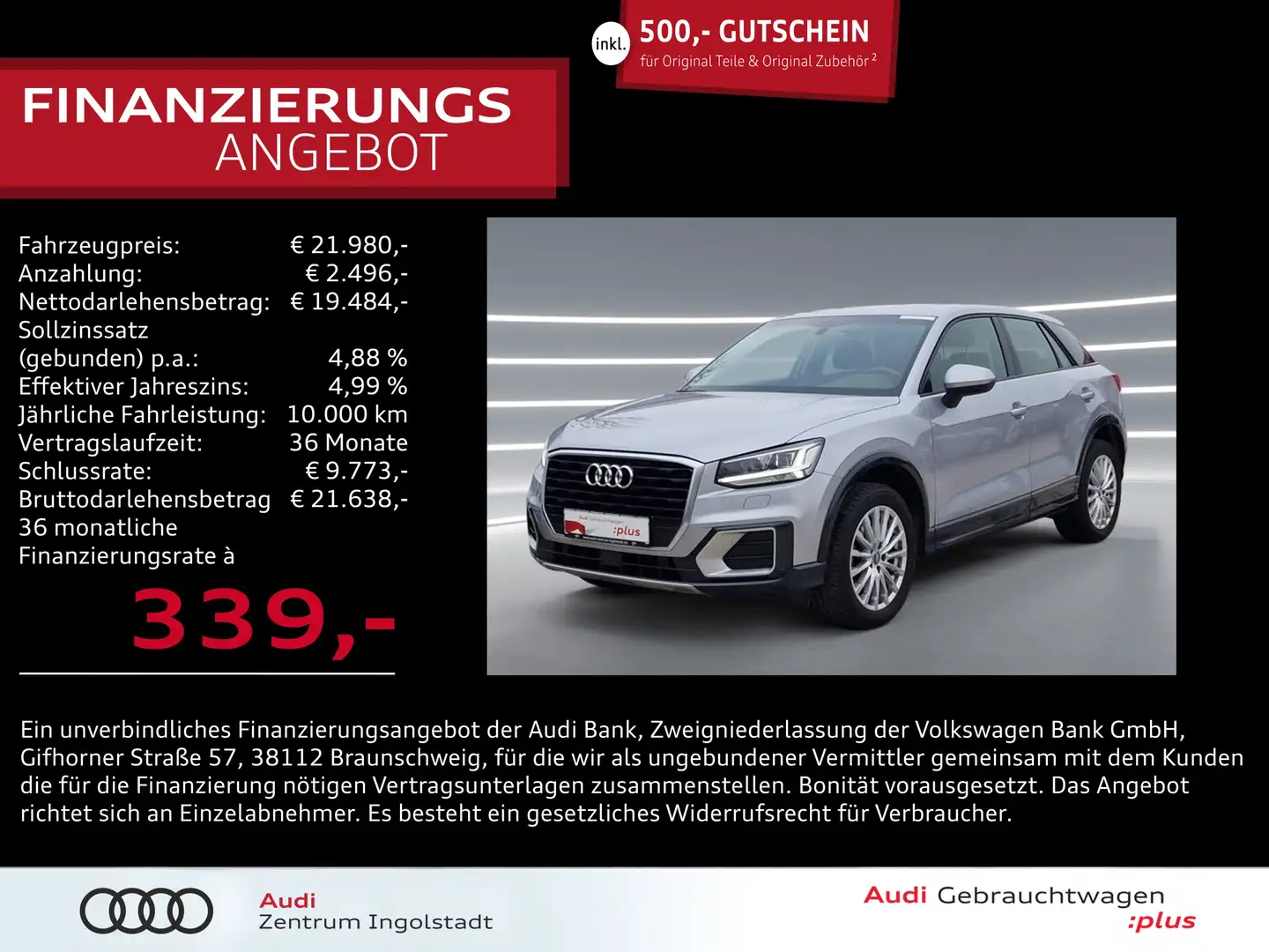 Audi Q2 35 TFSI LED NAVI Leder 2x PDC DAB GRA Design Silber - 1