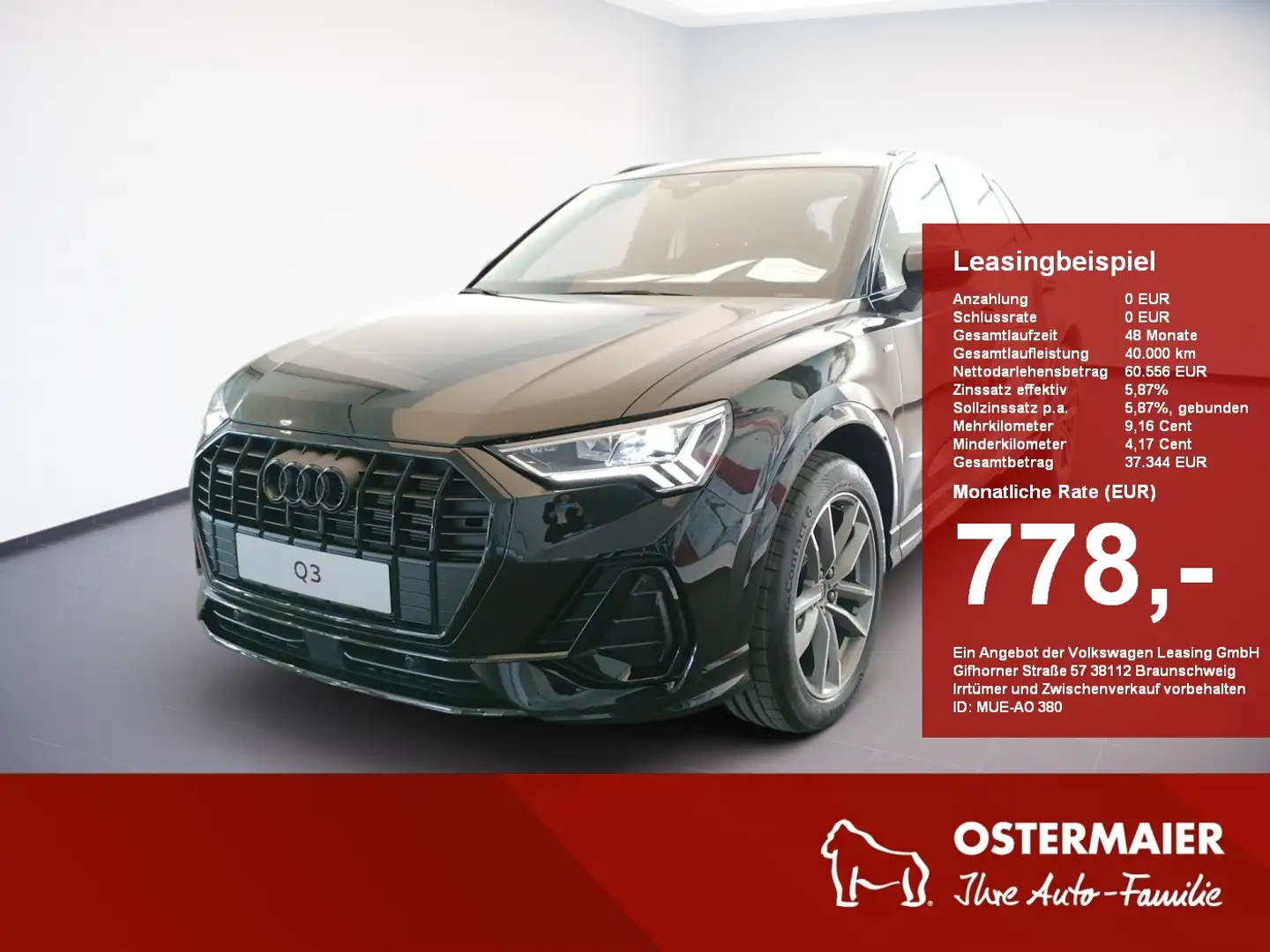 Audi Q3 S line 40TDI 193PS quattro S tronic AHK.NAVI.ACC.K Schwarz - 1