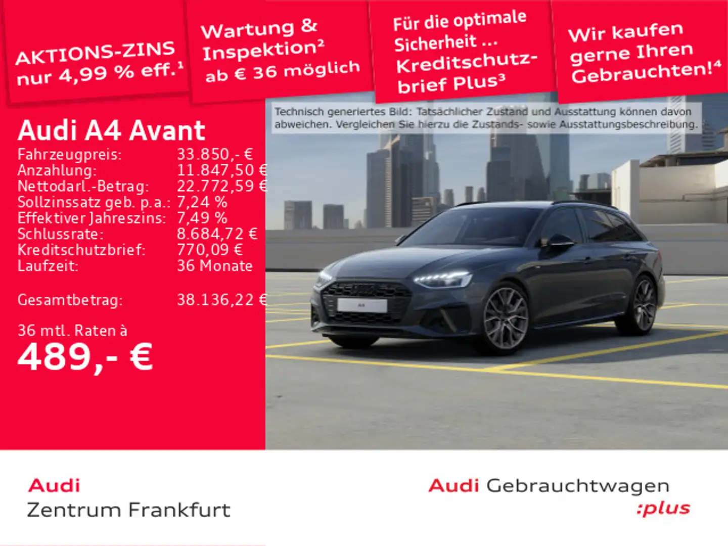 Audi A4 40 TFSI S tronic S line MatrixLED B&O T Grau - 1