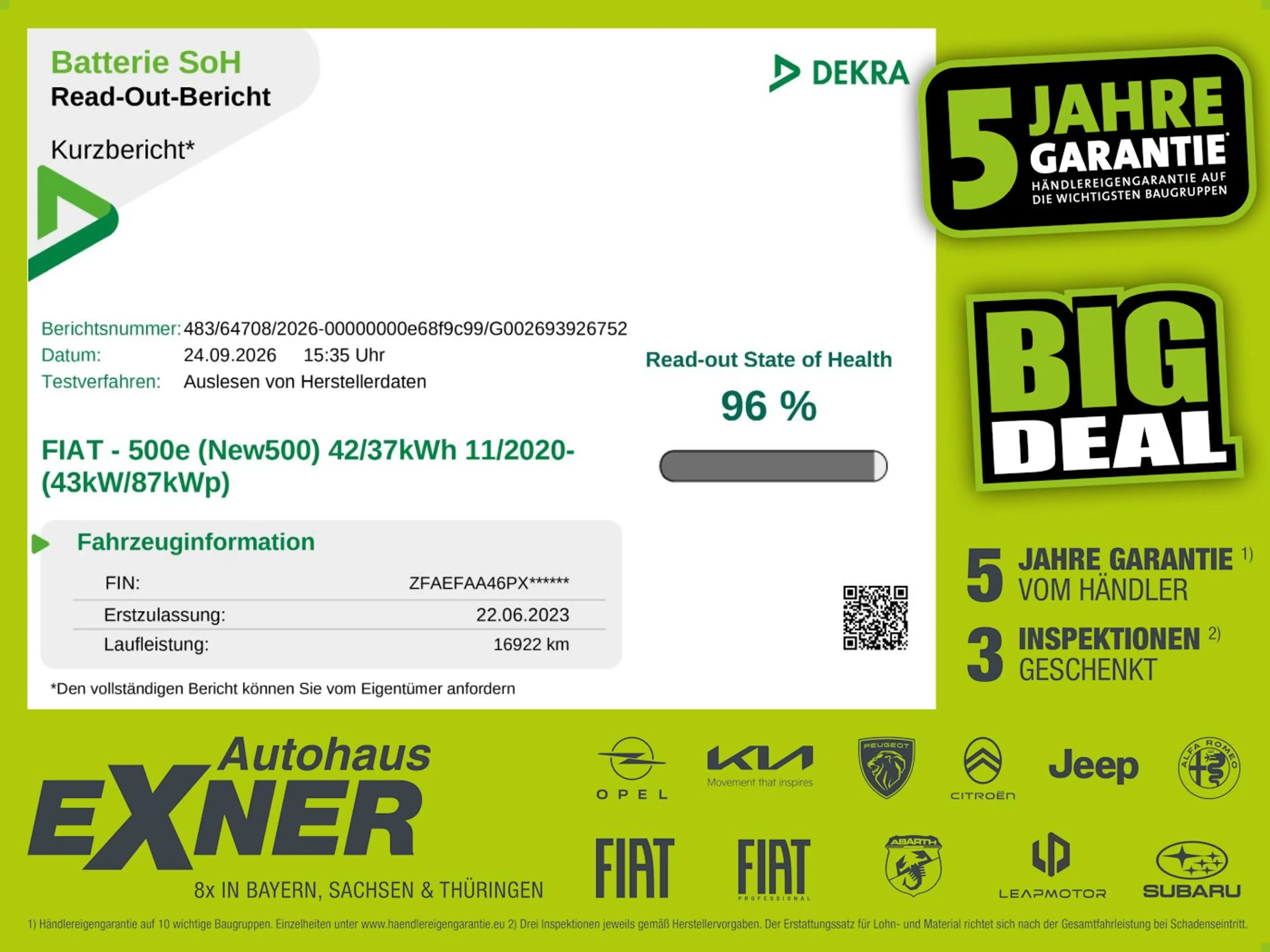 Fiat 500e 500 e ACC+LED+Navi+Pano+SHZ+Kam.+KeyLess+KlimaA