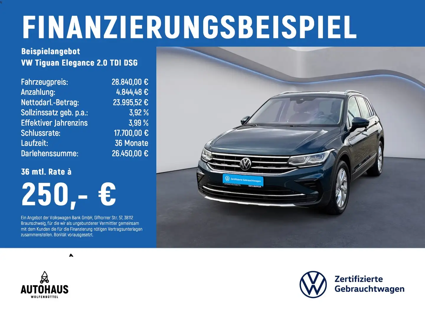 Volkswagen Tiguan Elegance 2.0 TDI DSG ACC APP HuD NAV SHZ Blau - 2