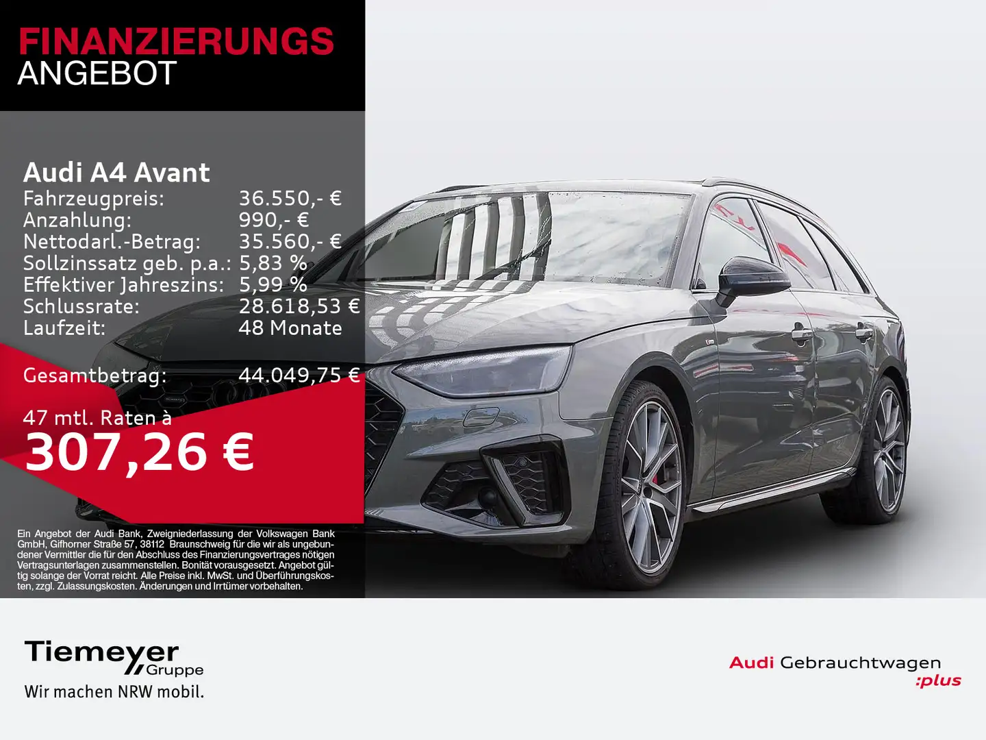 Audi A4 40 TFSI Q 2x S LINE LM19 KAMERA NAVI+ V Grau - 1