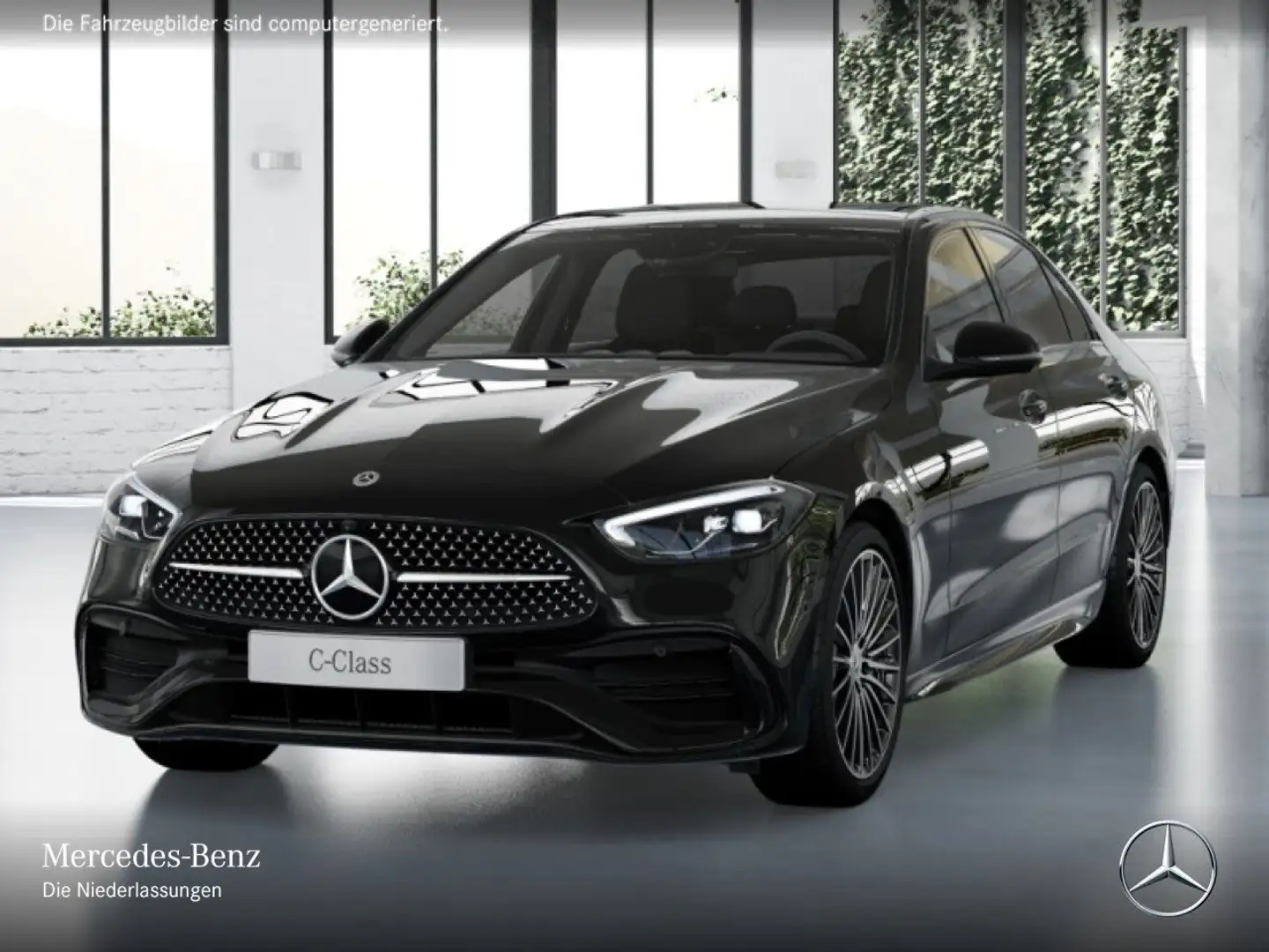 Mercedes-Benz C 180 AMG+NIGHT+PANO+360+LED+TOTW+KEYLESS+9G Schwarz - 2