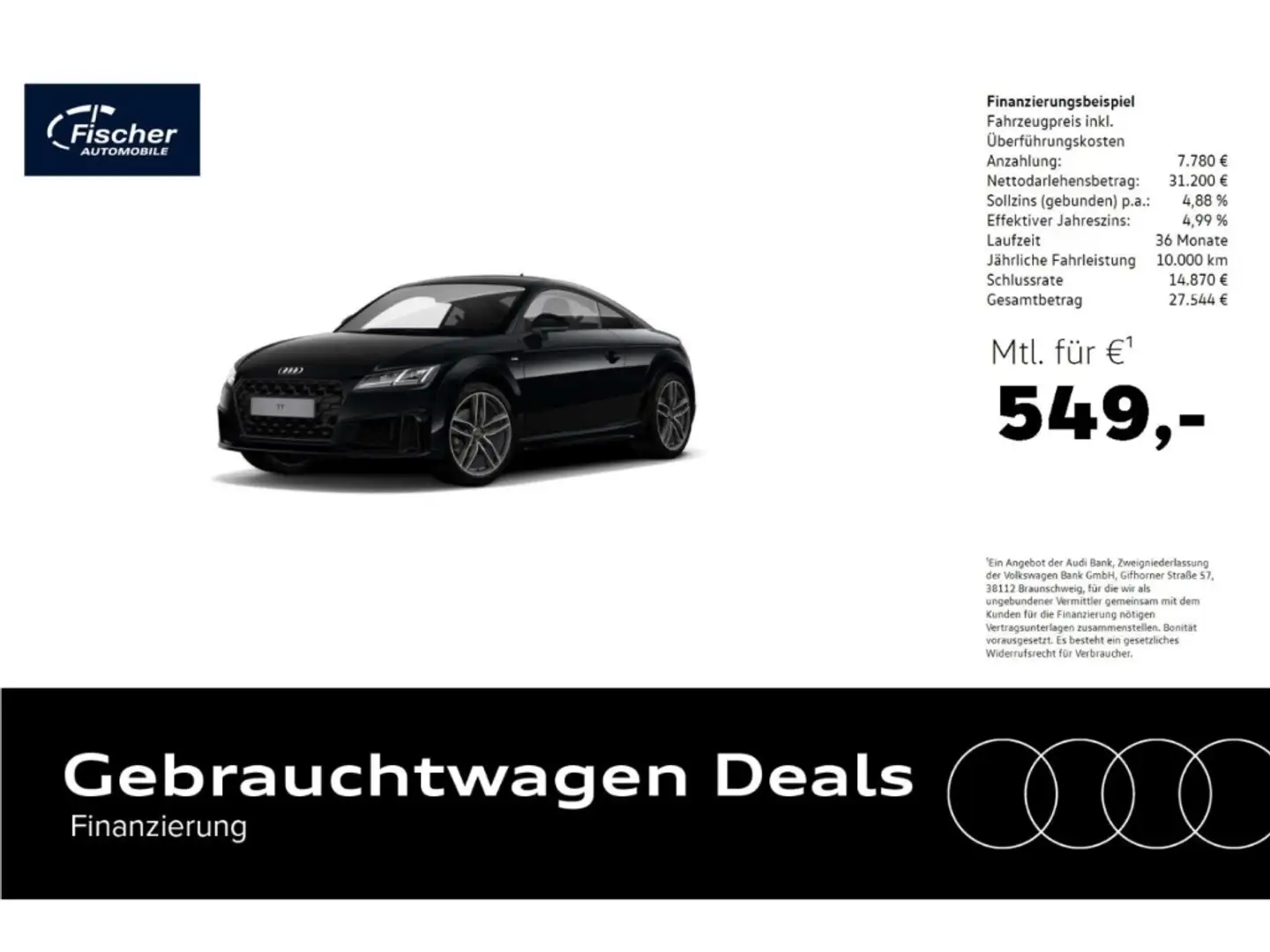 Audi TT Coupe 45 TFSI quattro S line selection Schwarz - 1