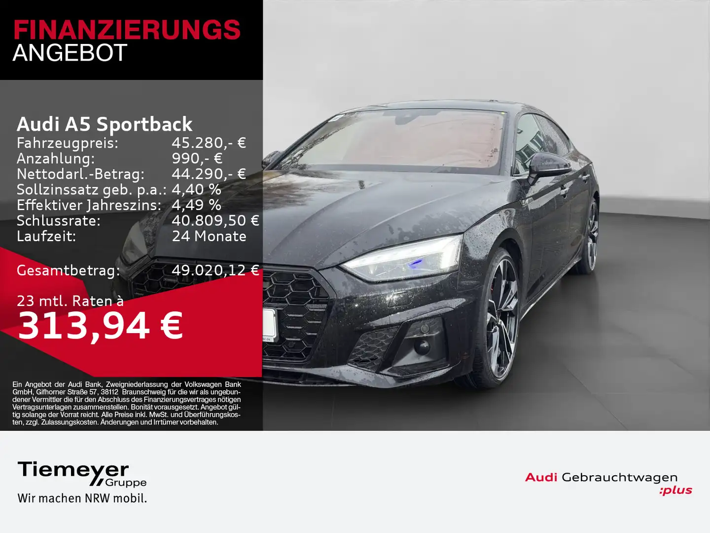 Audi A5 40 TDI Q 2x S LINE LM20 MATRIX AHK Schwarz - 1