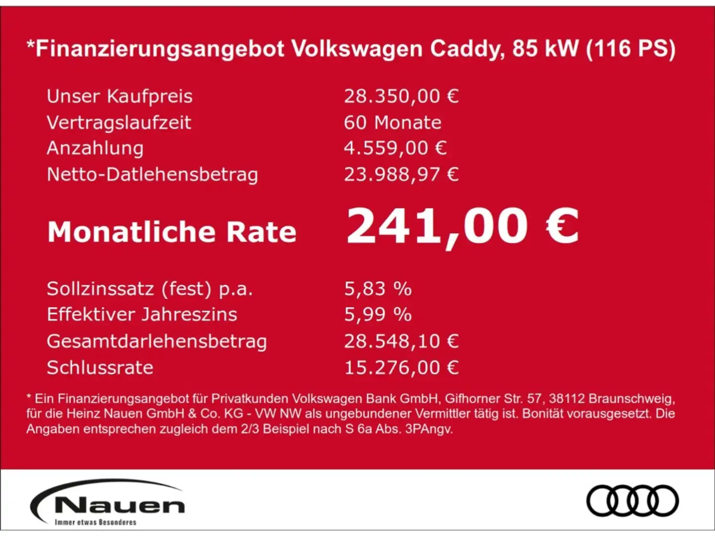 Volkswagen Caddy Cargo 1,5 l TSI EU6 85 kW Getriebe: 6-Gang-S Bianco - 2