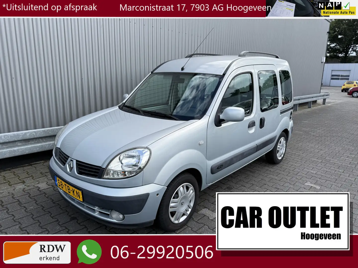 Renault Kangoo 1.6-16V Privilège AUTOMAAT, A/C, Trekhaak, nw. APK Grijs - 1