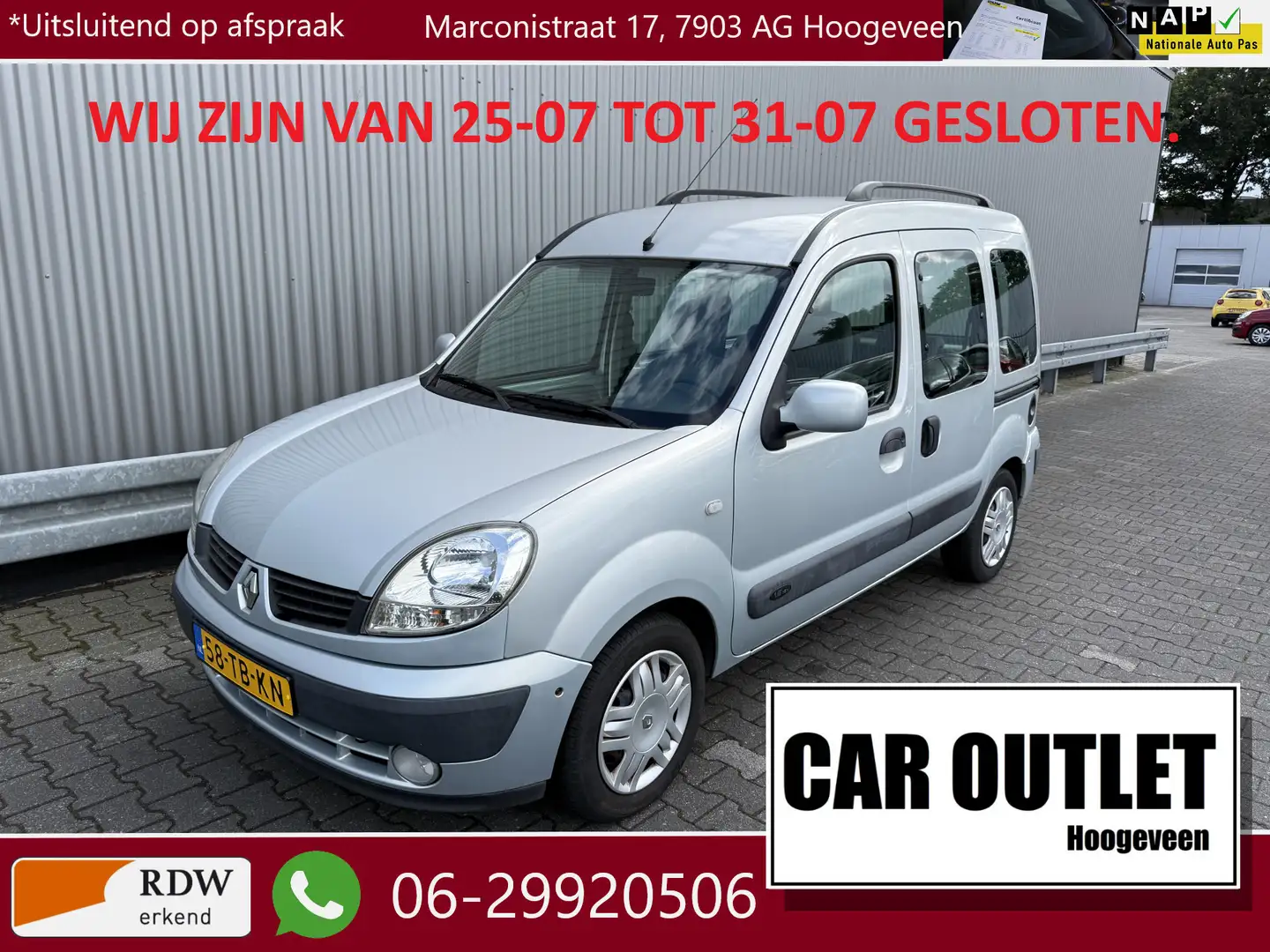 Renault Kangoo 1.6-16V Privilège AUTOMAAT, A/C, Trekhaak, nw. APK Szary - 1
