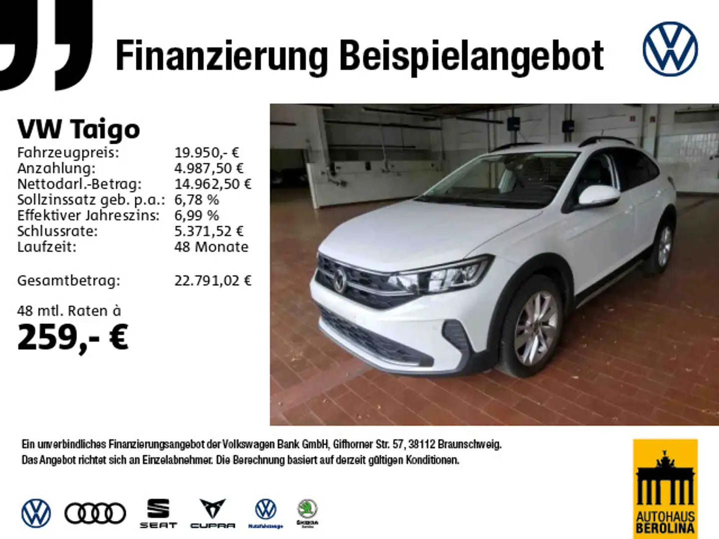 Volkswagen Taigo 1.0 TSI Life DSG *R-CAM*SHZ*App-Connect* Weiß - 1