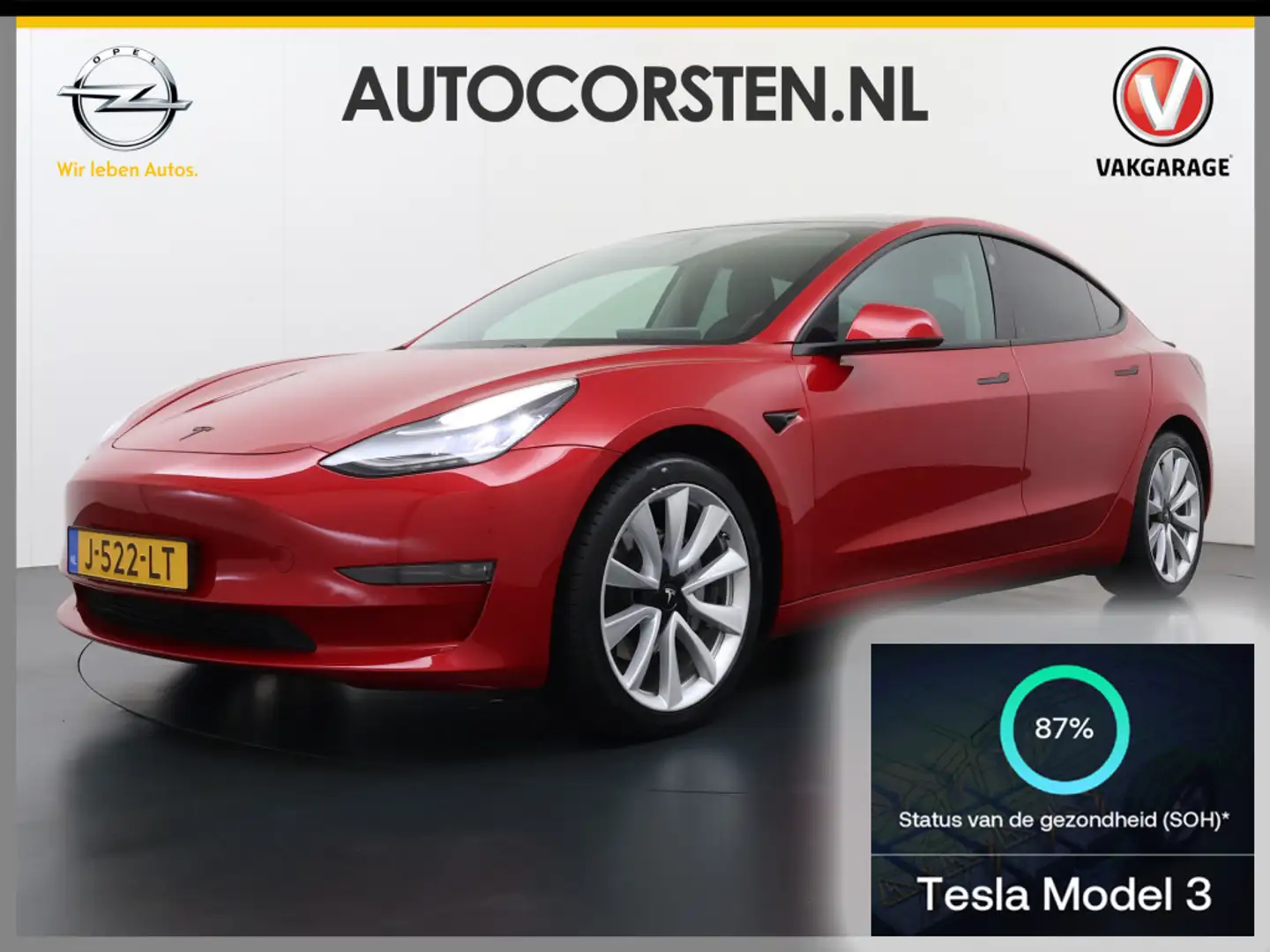 Tesla Model 3 GERESERVEERD Long Range AWD 75kWh 463PK 19"Lmv FSD Rouge - 1