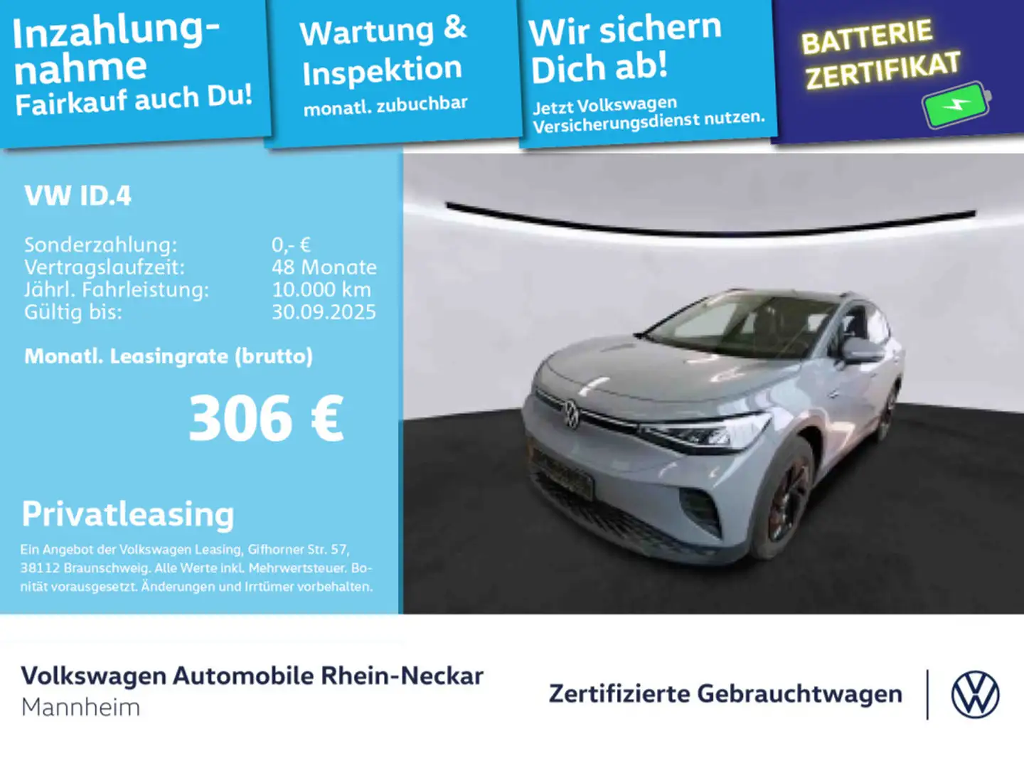 Volkswagen ID.4 Pure Automatik Navi LED Einparkhilfe uvm Grau - 1