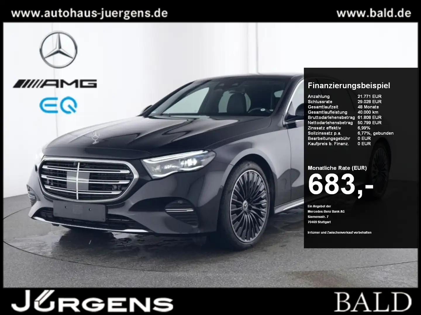 Mercedes-Benz E 300 e 4M Exclusive/Technik/Super/Pano/Burm/20" Schwarz - 1