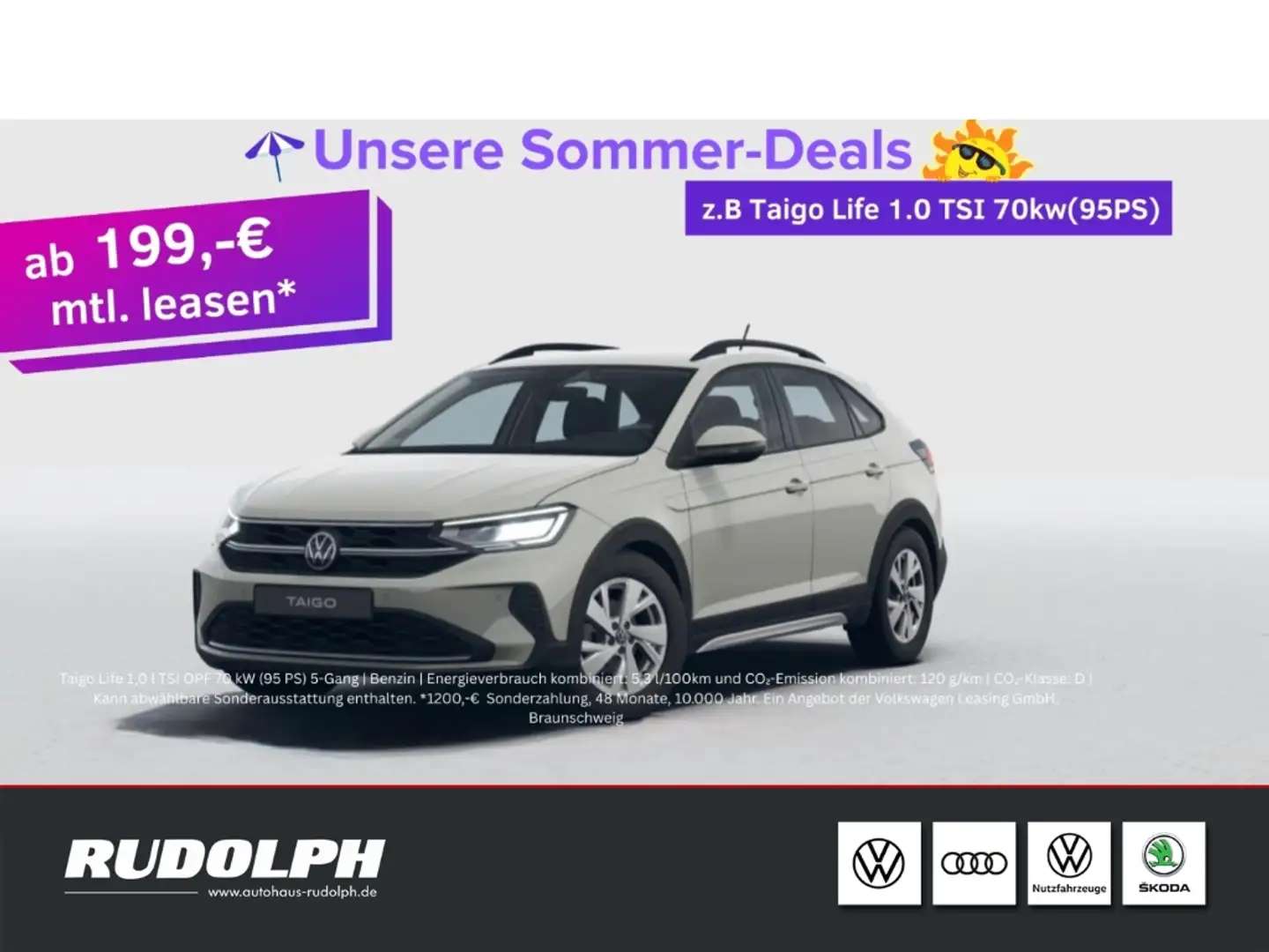 Volkswagen Taigo Life 1.0 TSI 5-Gang LED BT PDCv+h Klima Notbremsas Grau - 1