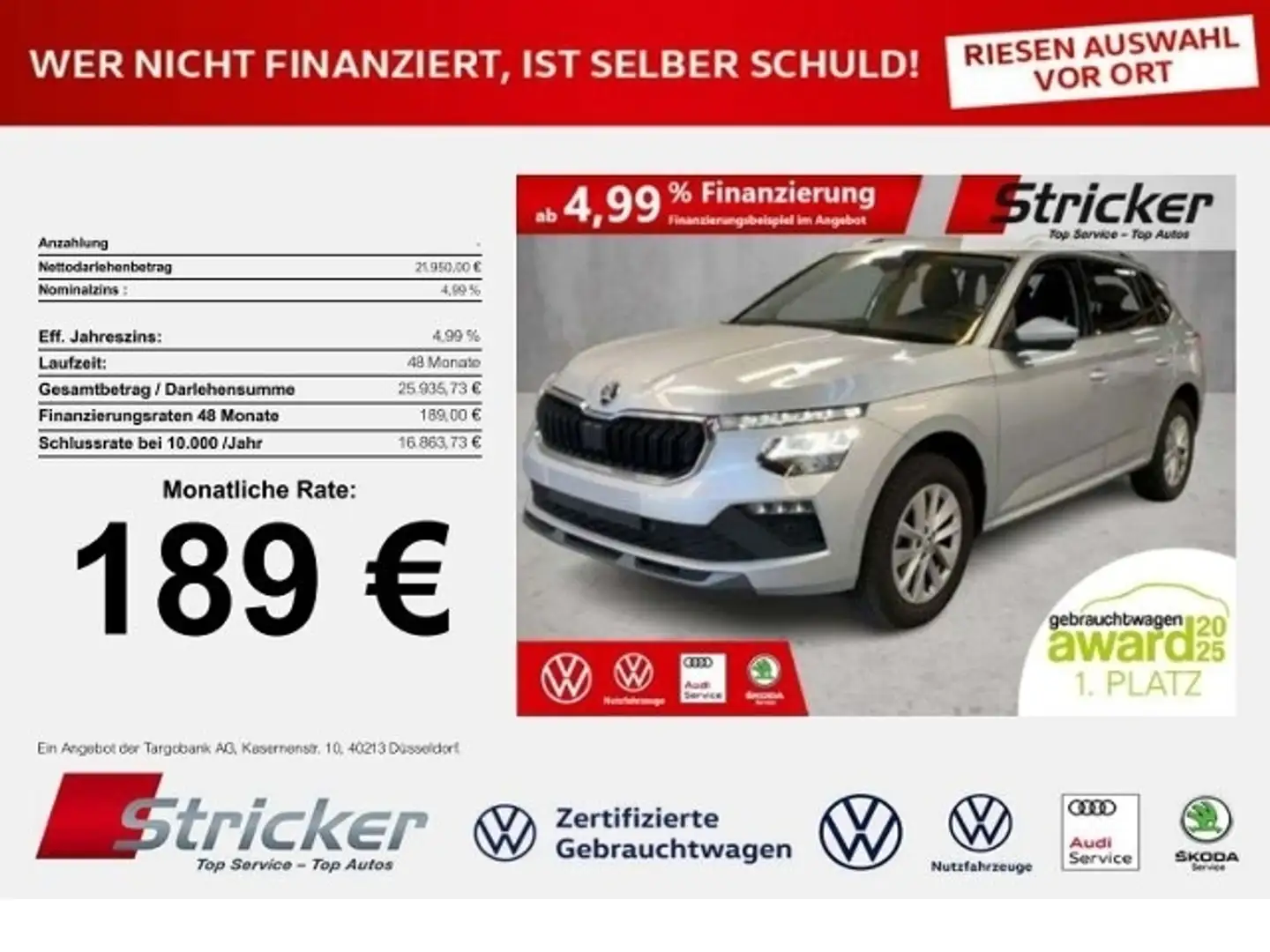 Skoda Kamiq Selection 1.0TSI DSG 189,-ohne Anzahlung Kamera S Silber - 1