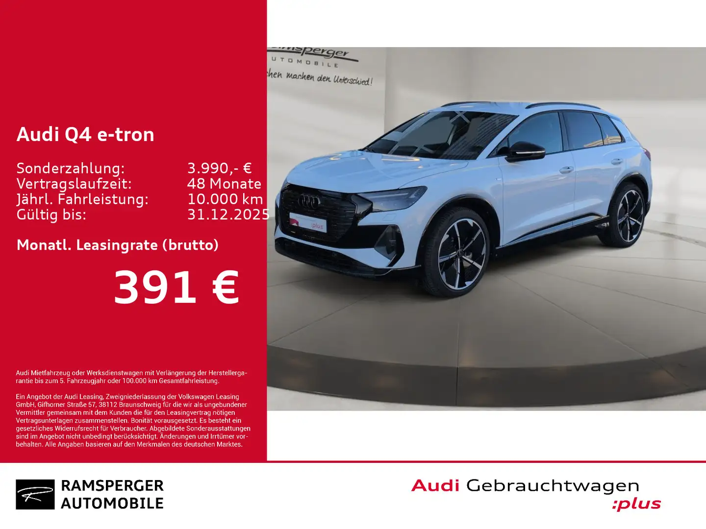 Audi Q4 e-tron 45 edition S line Matrix ACC 360° AHK Weiß - 1