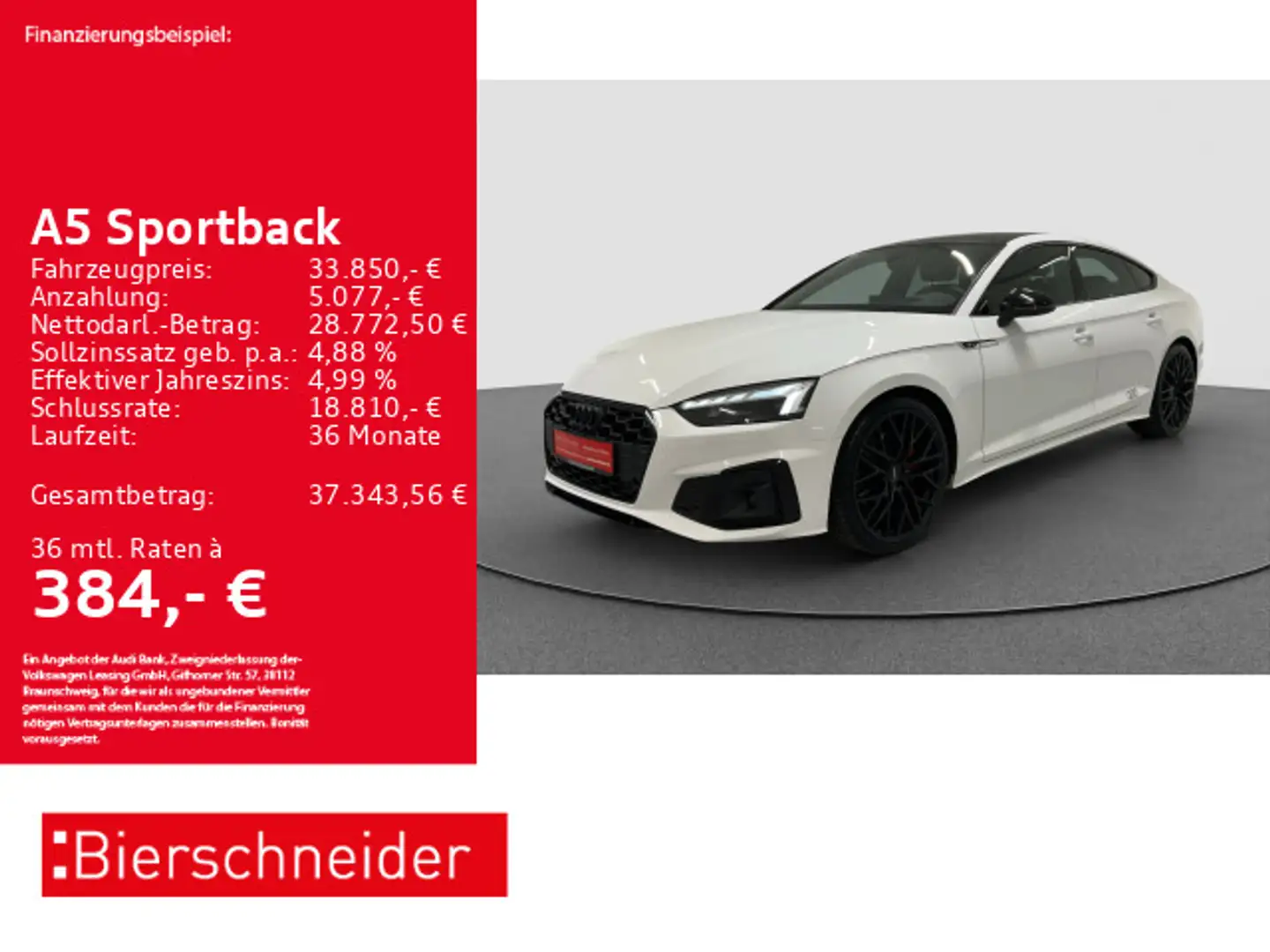 Audi A5 40 TDI qu S-Line competition+ PANO Weiß - 1
