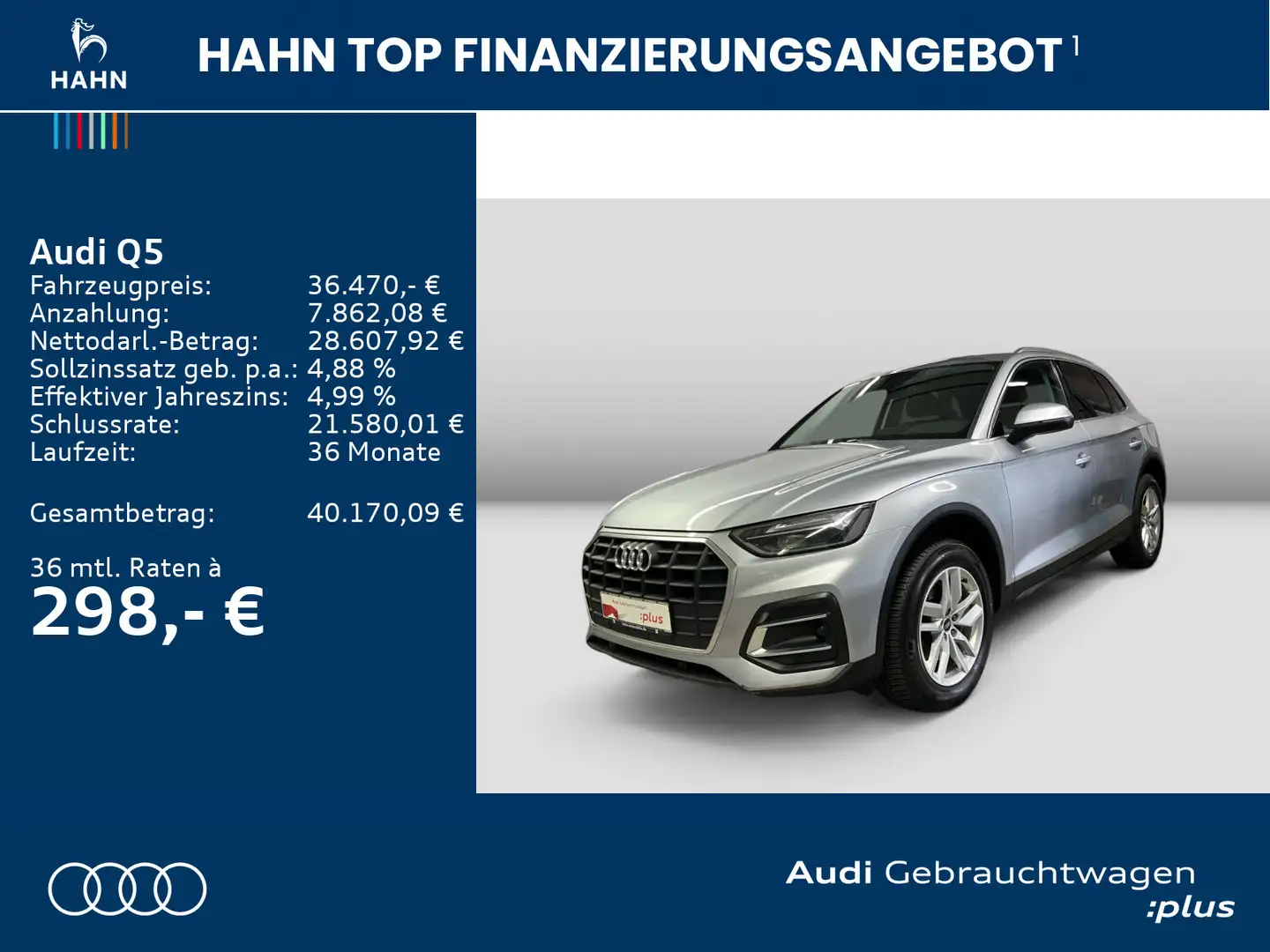 Audi Q5 40 TFSI quattro AHK-Vor Virtual Navi Carplay Argent - 2