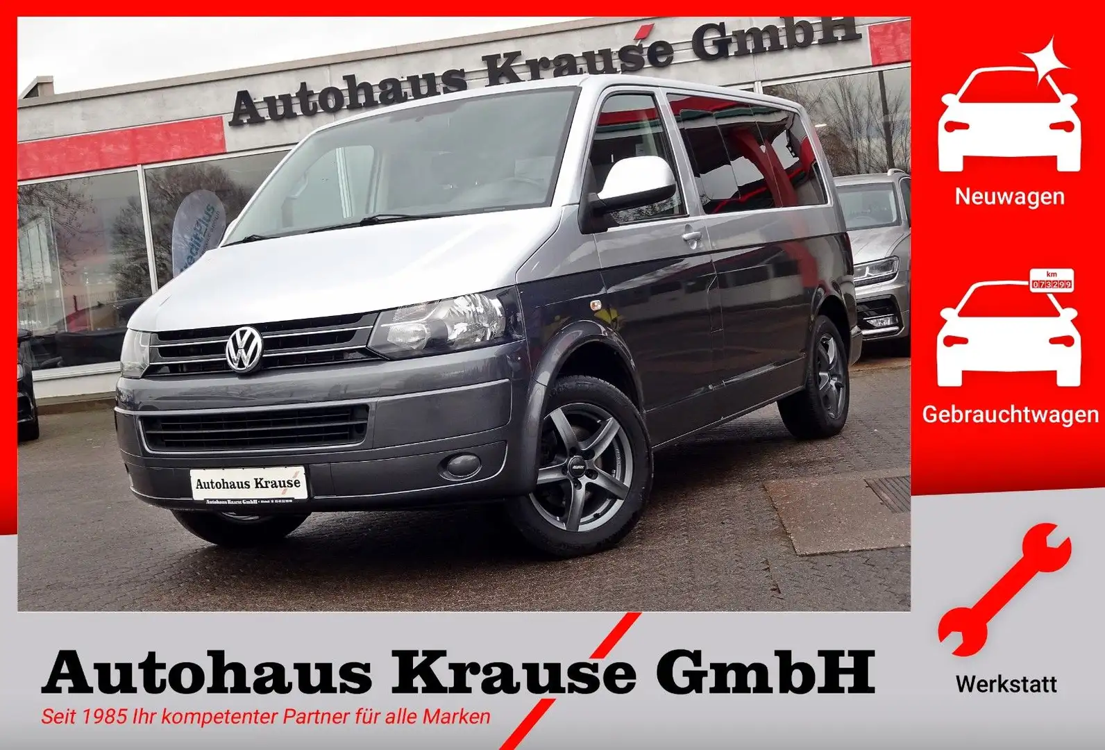 Volkswagen T5 Multivan T5.2 Multivan 7SP-AHK/BICOLOR/KLIMA/NAVI/SITZHZG Silber - 1