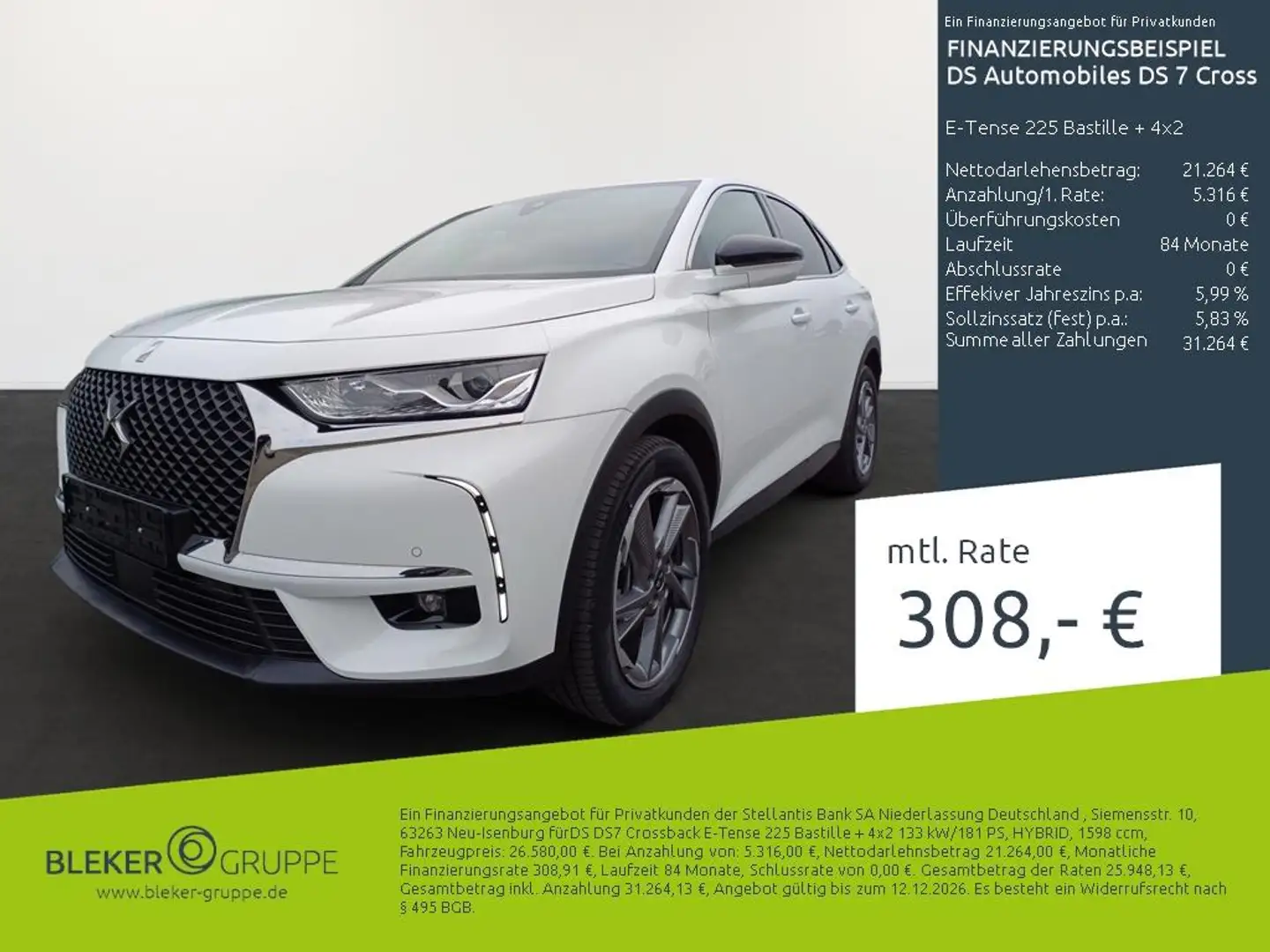 DS Automobiles DS 7 Crossback E-Tense 225 Bastille + 4x2 Weiß - 1