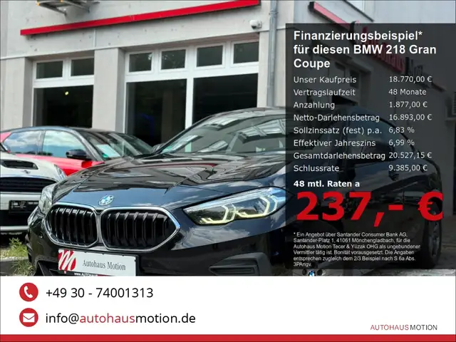 BMW 218 Gran Coupe i Advantage Navi LED Kollisionswarner