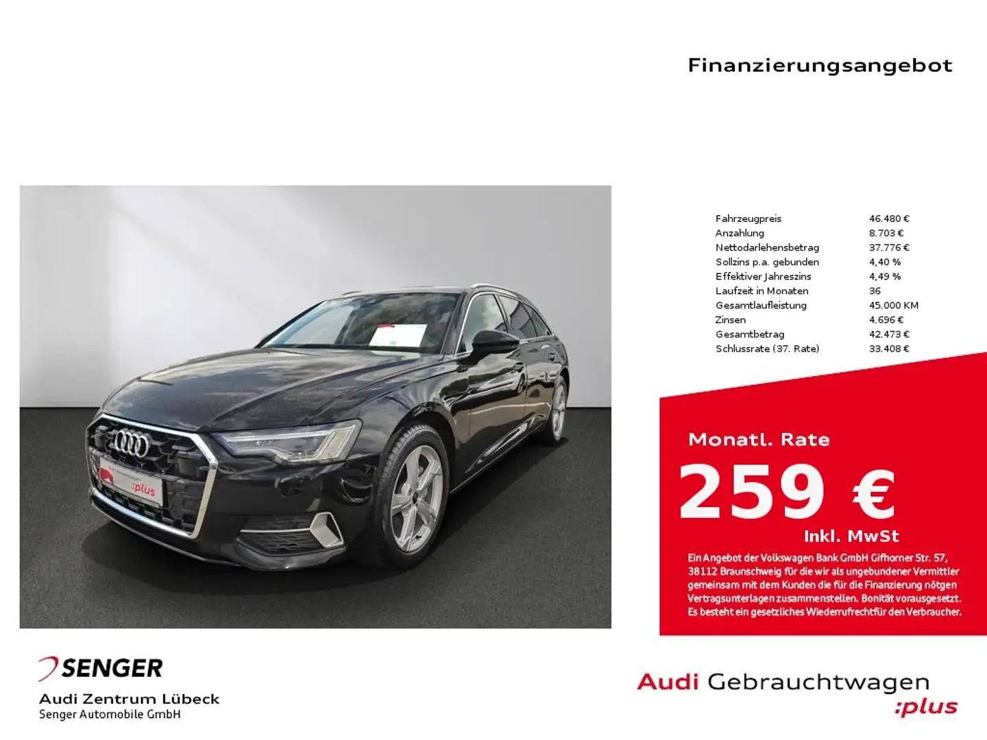 Audi A6 Avant 40 TDI advanced quattro Pano Matrix AHK Schwarz - 1